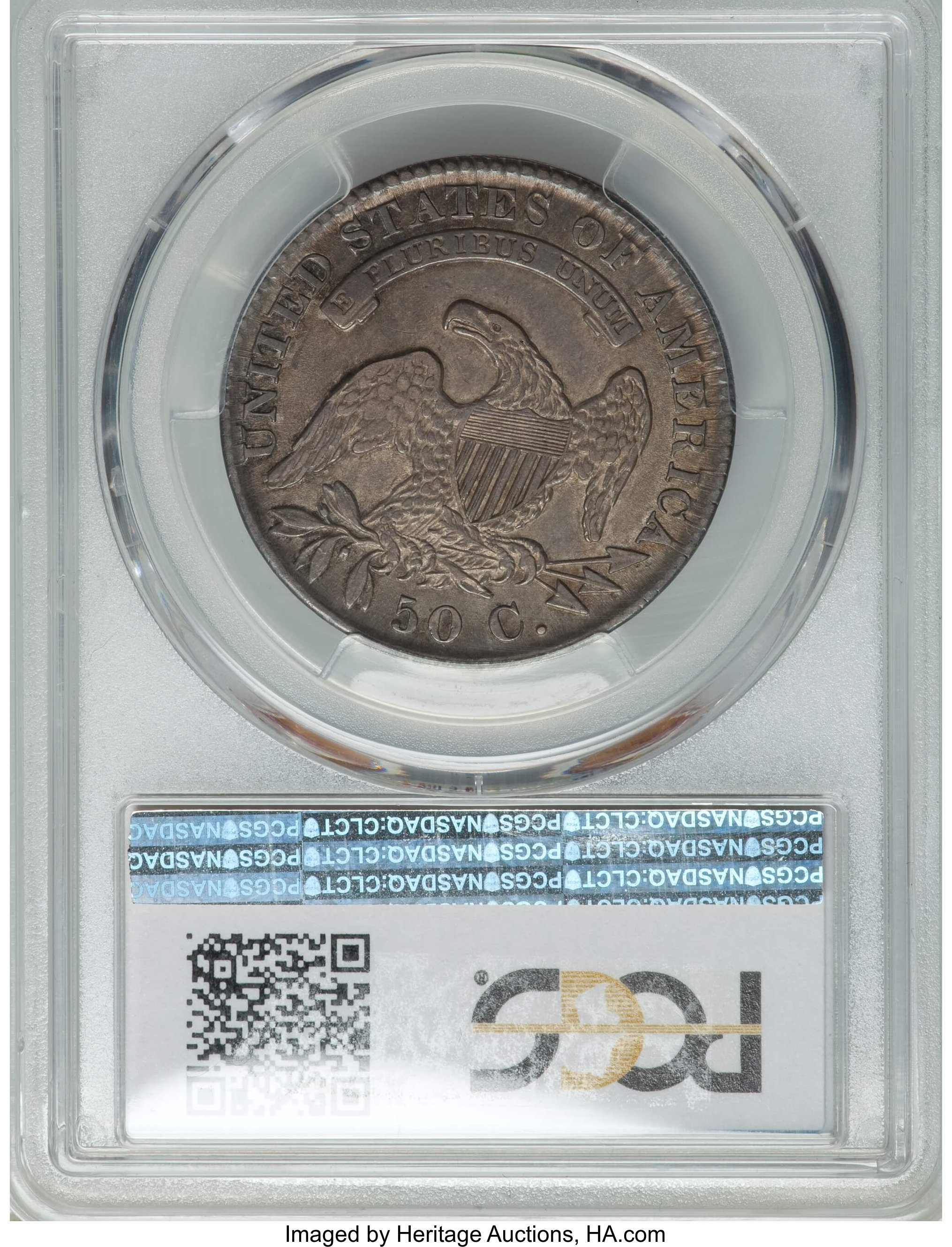 image for: 1829 50C Small Letters, O-108, R.2, AU50 PCGS. PCGS Population: (1/2). NGC Census: (2/10). AU50. Mintage 3,712,156. F...