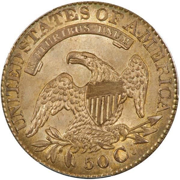 image for: 50C 1828 SQ BASE 2, SM 8'S, LGE LET PCGS MS63 CAC