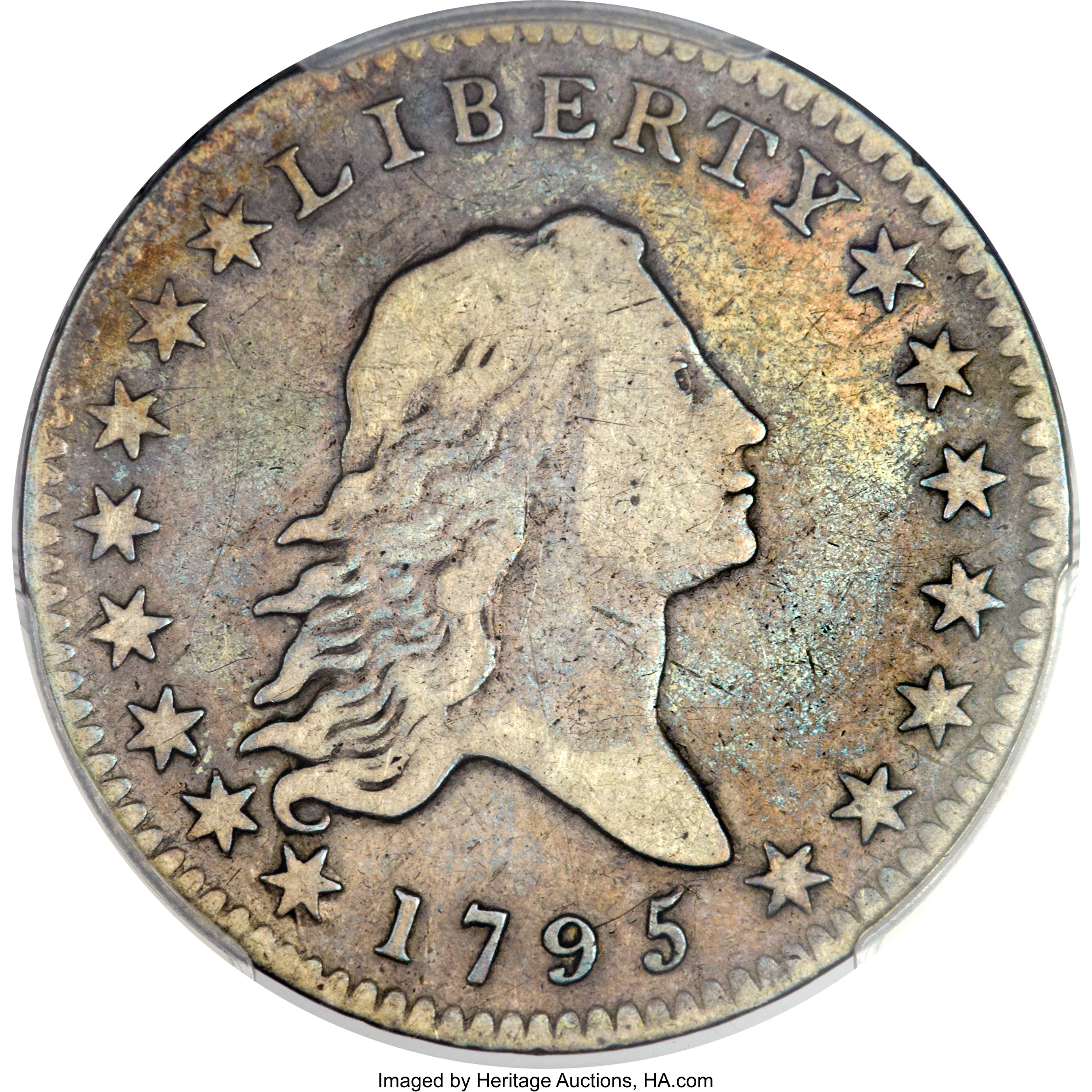 image for: 1795 50C 2 Leaves, O-108a, R.4, Fine 12 PCGS....