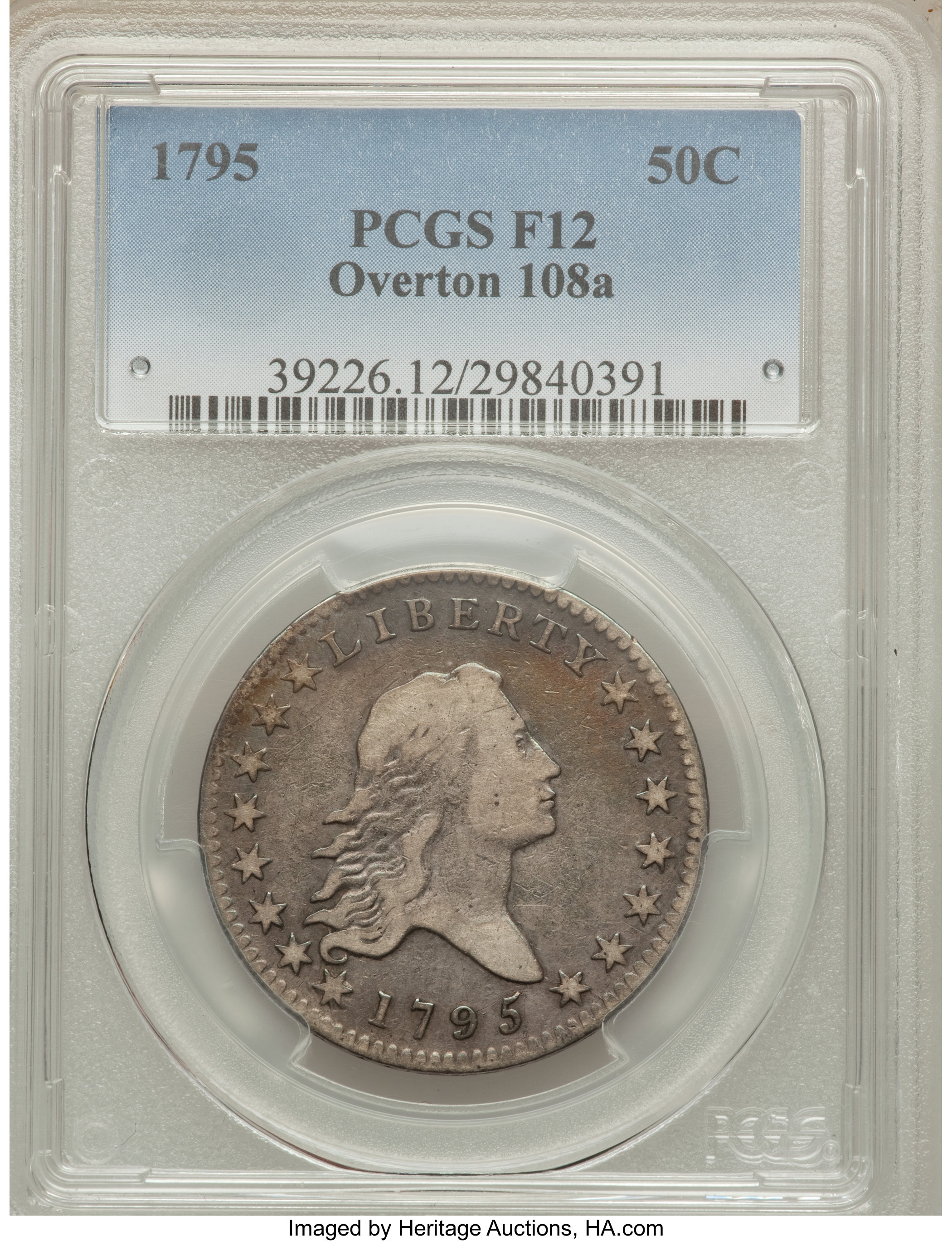 image for: 1795 50C 2 Leaves, O-108a, R.4, Fine 12 PCGS....