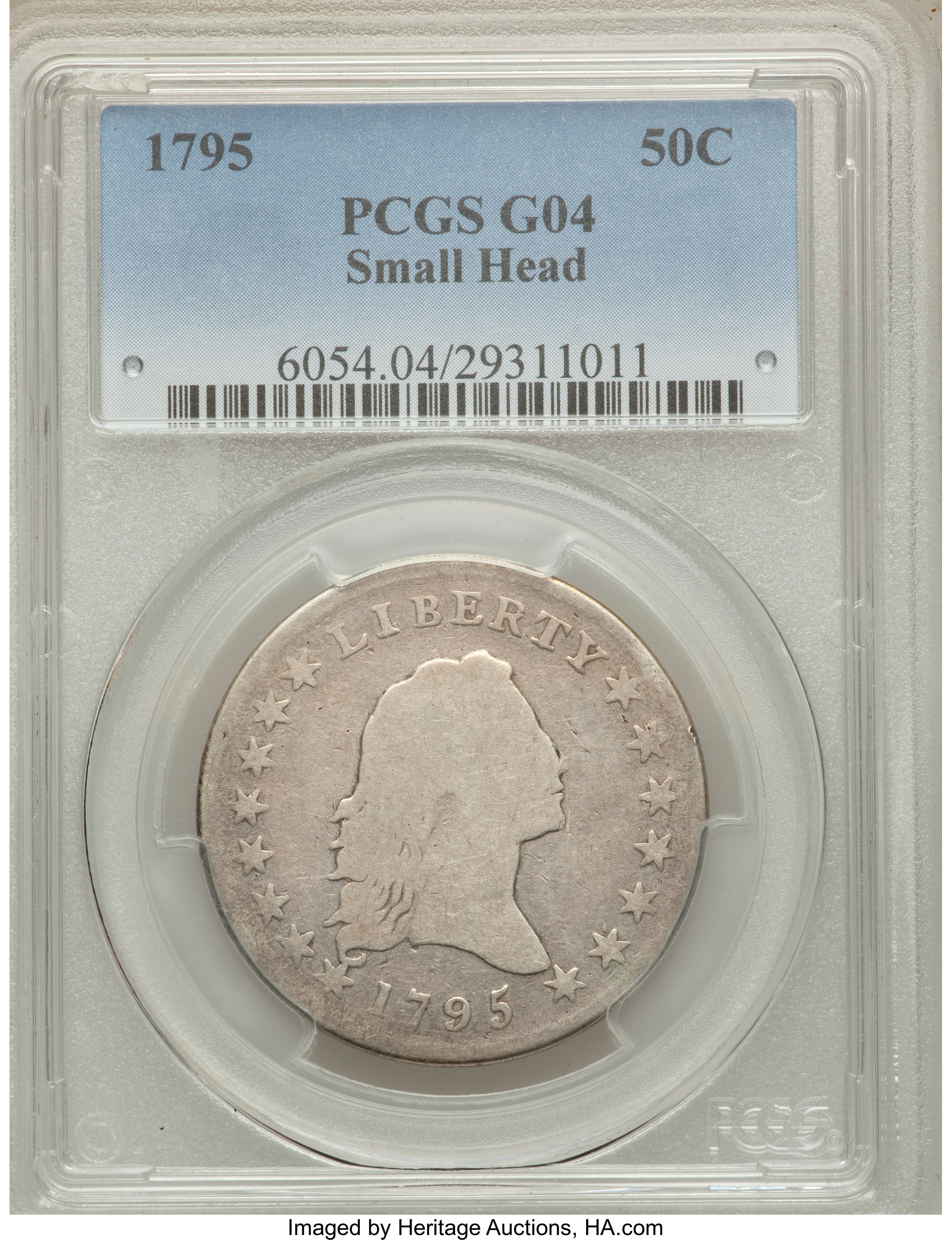 image for: 1795 50C 2 Leaves, Small Head, O-128, High R.5, Good 4 PCGS....