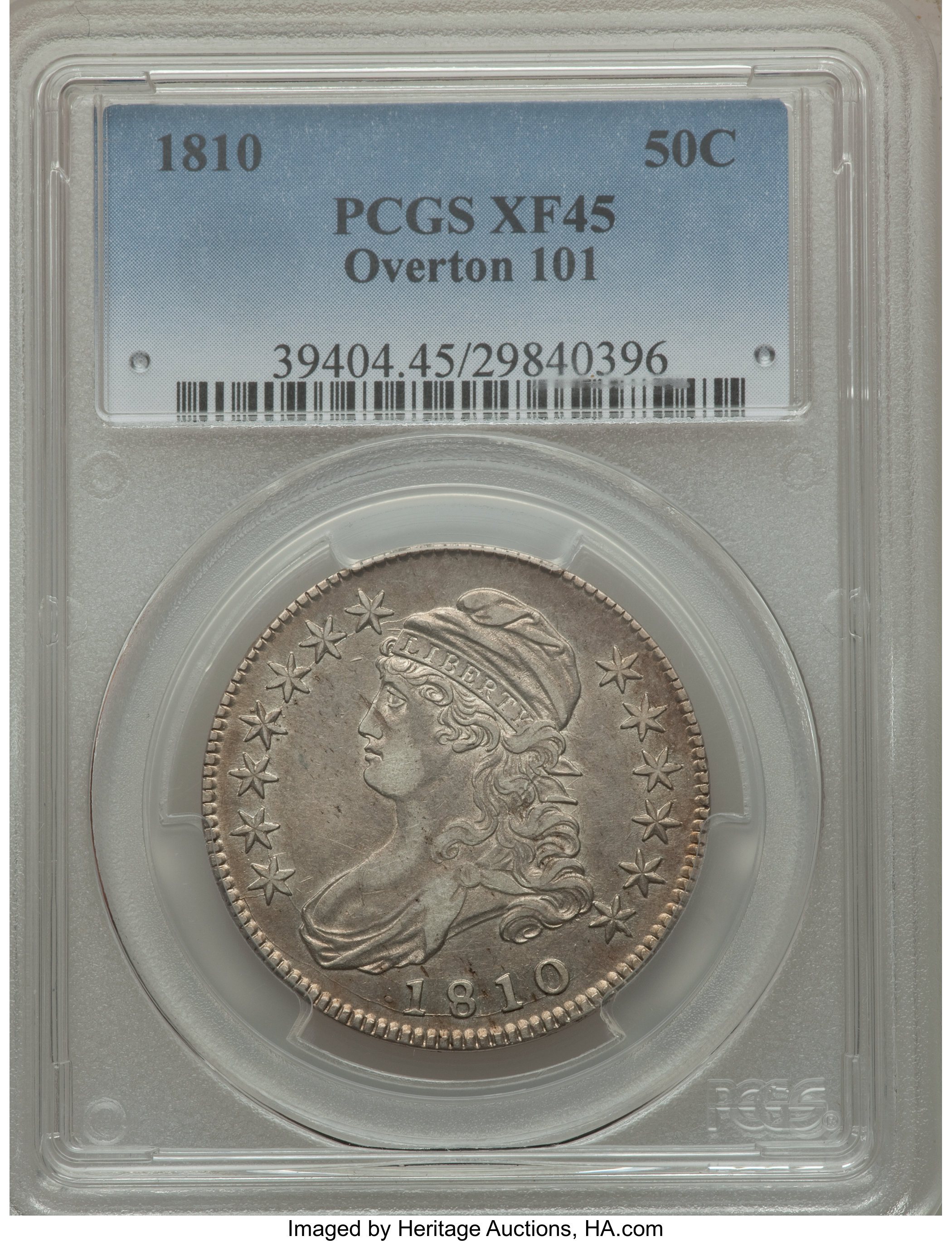 image for: 1810 50C O-101, R.1, XF45 PCGS. PCGS Population (5/4). NGC Census: (3/10).  ...