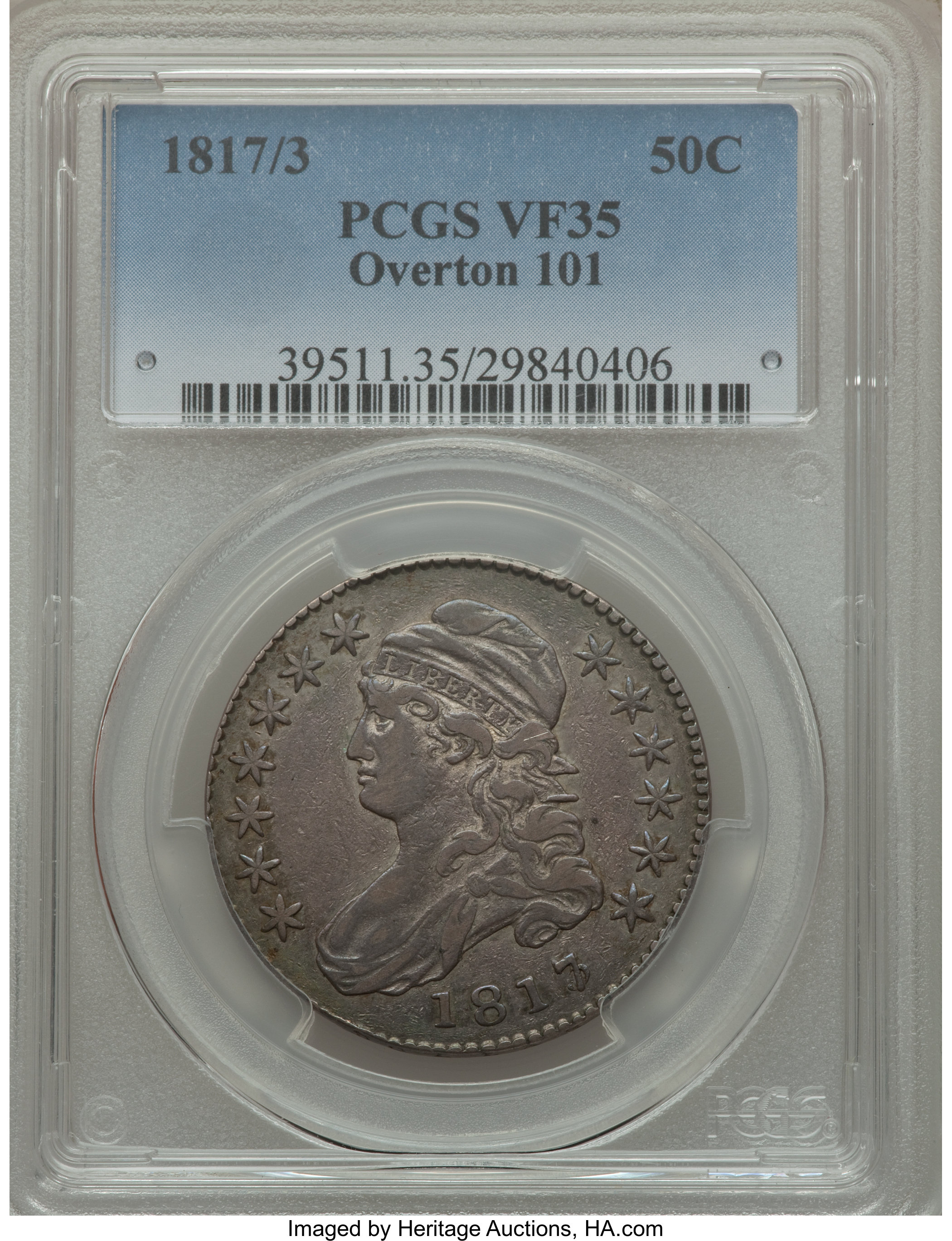 image for: 1817/3 50C O-101, R.3, VF35 PCGS. PCGS Population (1/1). NGC Census: (0/0). Mintage: 1,215,567. ...