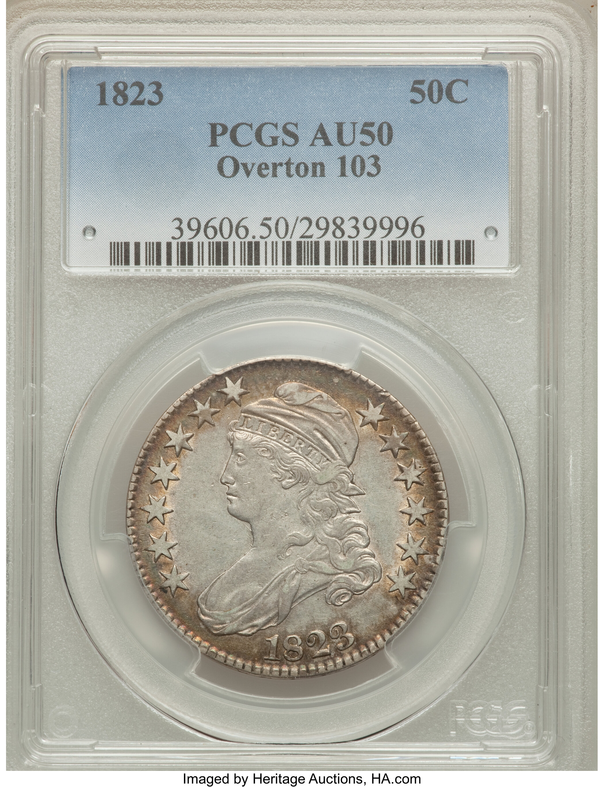 image for: 1823 50C O-103, R.2, AU50 PCGS. PCGS Population (2/4). NGC Census: (0/0).  ...