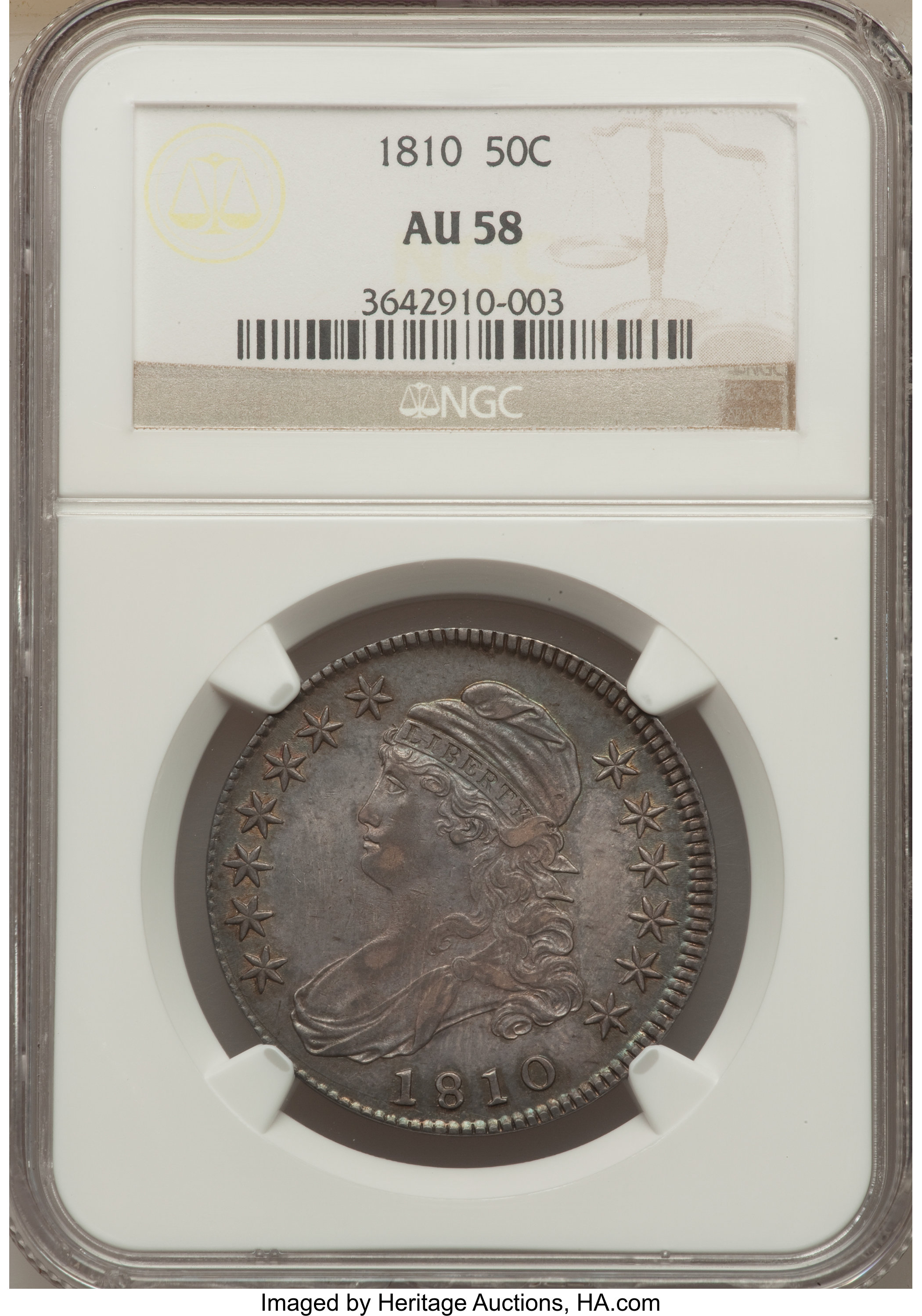 image for: 1810 50C O-103a, R.3, AU58 NGC....
