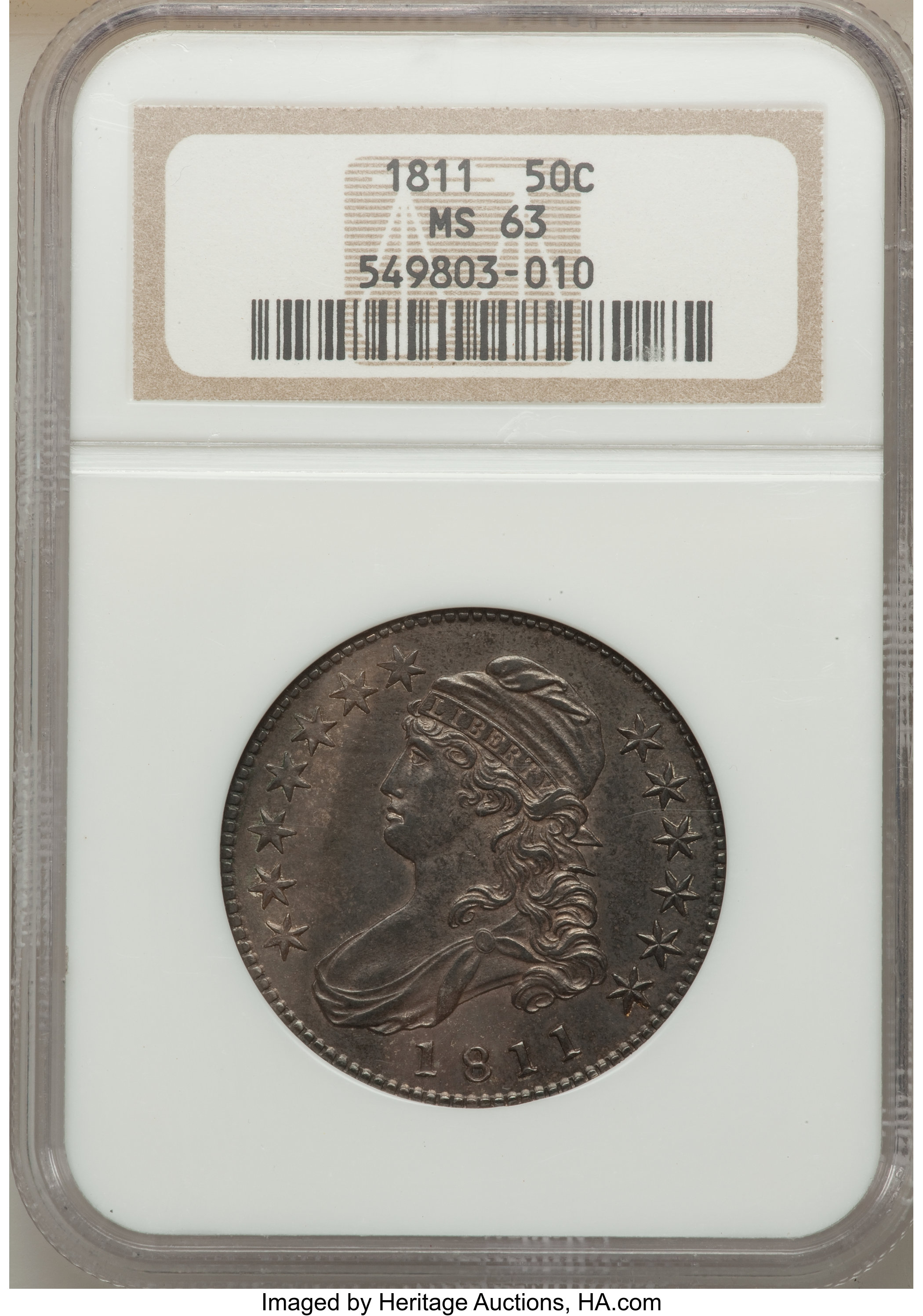 image for: 1811 50C Small 8, O-110, R.1, MS63 NGC....