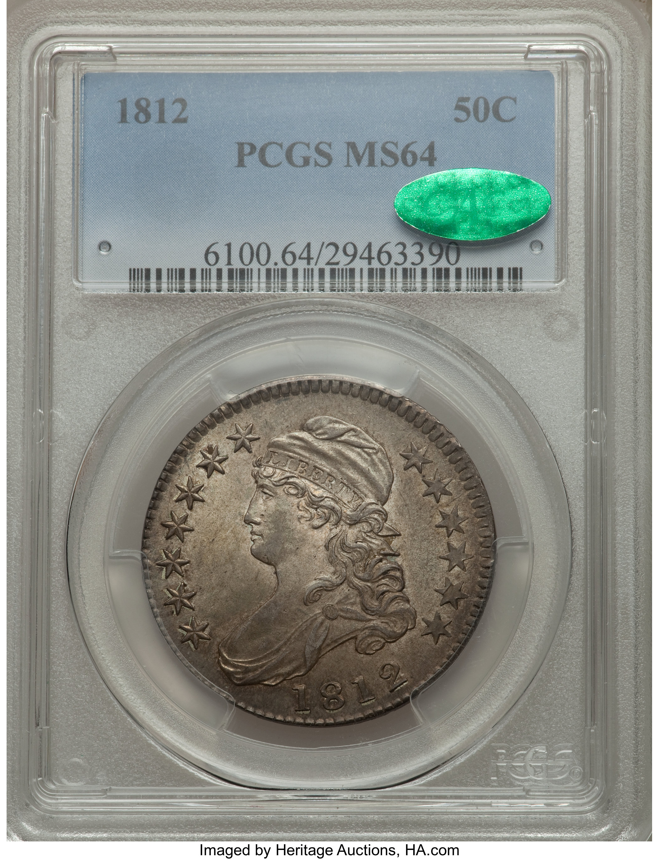 image for: 1812 50C Large 8, O-104, R.1, MS64 PCGS. CAC....
