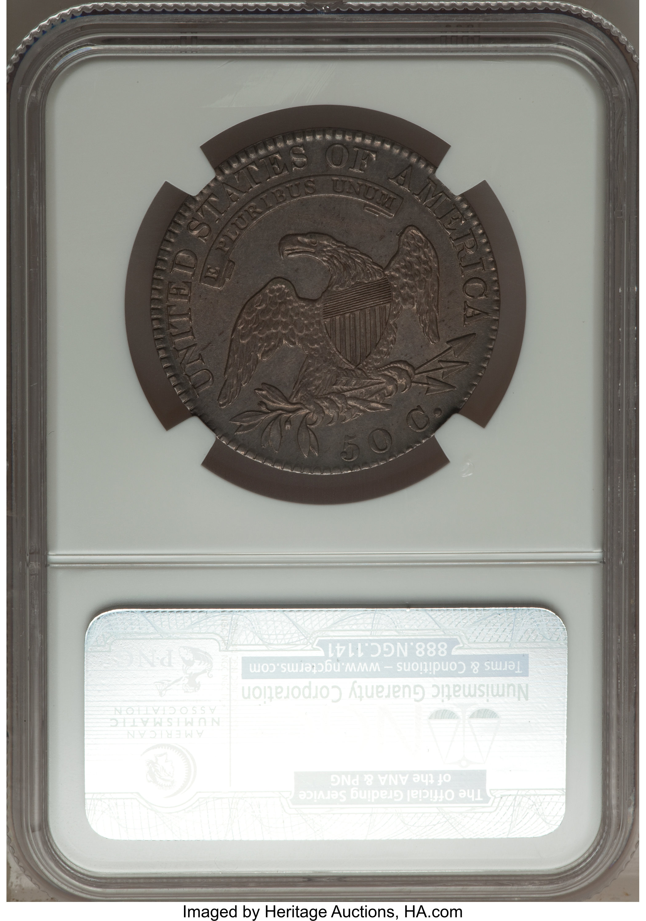 image for: 1819 50C O-110a, R.3, AU53 NGC. NGC Census: (1/7). PCGS Population (1/3).  ...