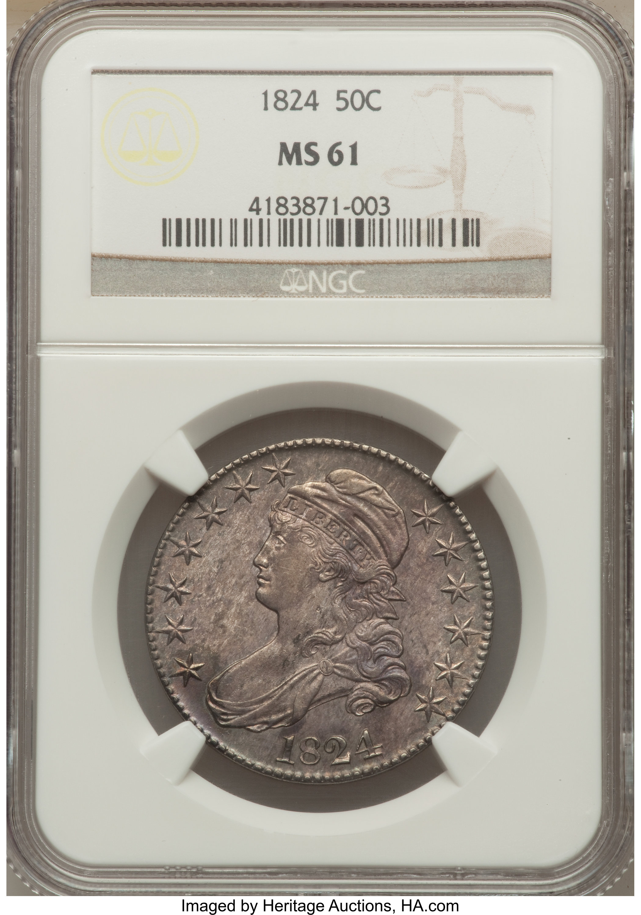 image for: 1824 50C O-112a, R.4, MS61 NGC....