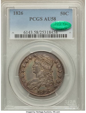 image for: 1826 50C O-110, R.2, AU58 PCGS. CAC....