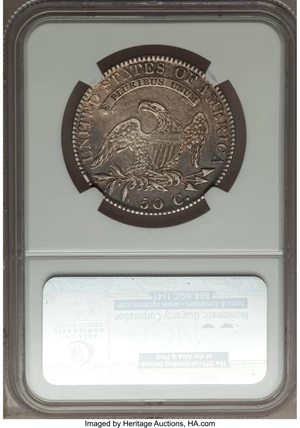 image for: 1821 50C O-103a, R.4, XF45 NGC. NGC Census: (1/2). PCGS Population (0/2). Mintage: 1,305,797. ...