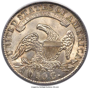 image for: 1834 50C Large Date, Large Letters, O-101, R.1, MS64 PCGS. CAC....