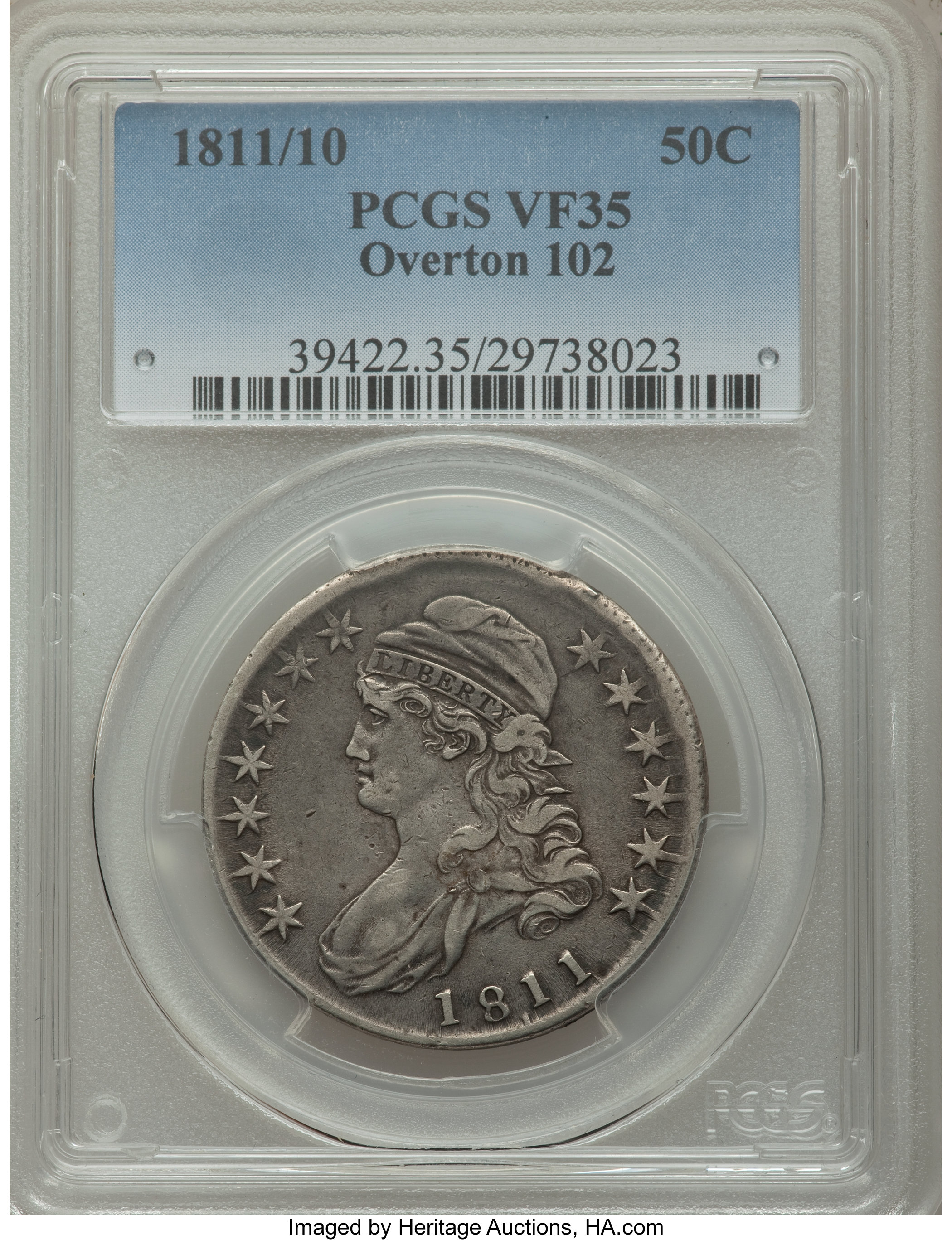 image for: 1811/10 50C O-102, R.4, VF35 PCGS. PCGS Population (3/4). NGC Census: (0/5). Mintage: 1,203,644. ...