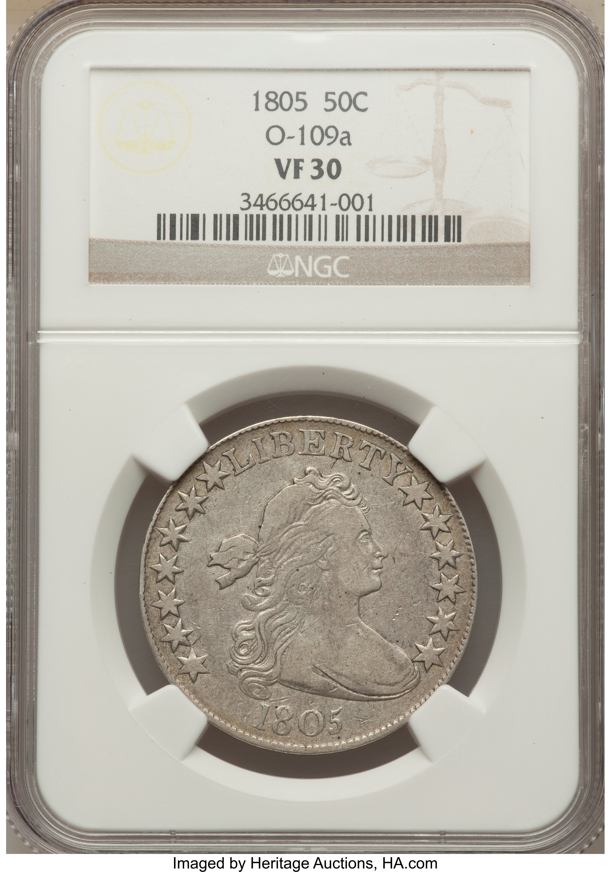 image for: 1805 50C O-109a, R.3, VF30 NGC. NGC Census: (3/3). PCGS Population (0/3).  ...