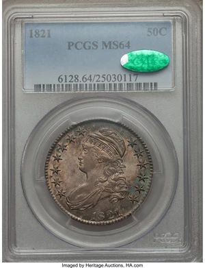 image for: 1821 50C O-103a, R.4, MS64 PCGS. CAC....