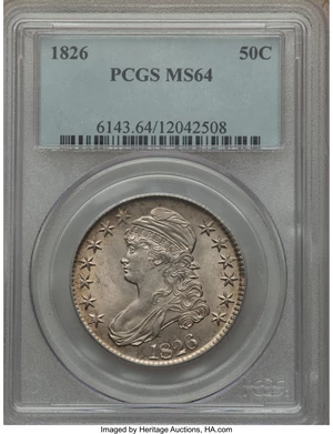 image for: 1826 50C O-112a, R.2, MS64 PCGS....