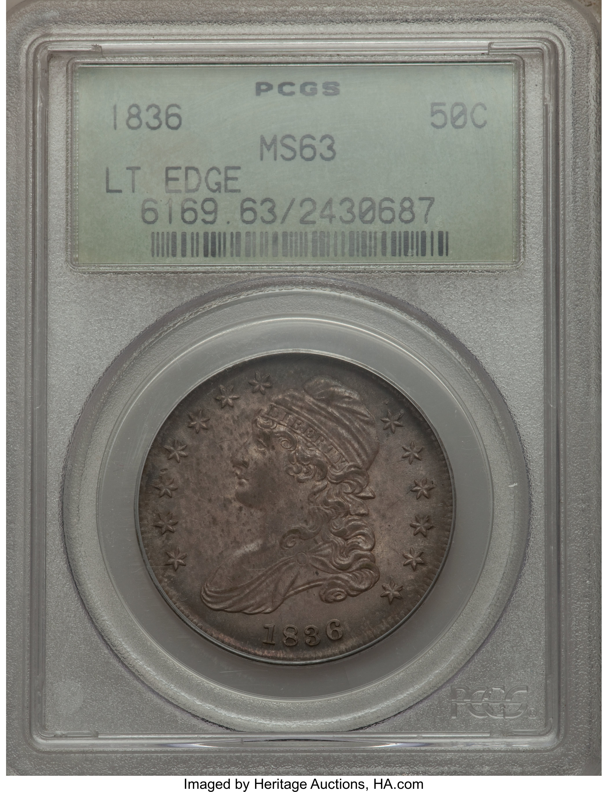 image for: 1836 50C Lettered Edge, O-104a, R.3, MS63 PCGS....