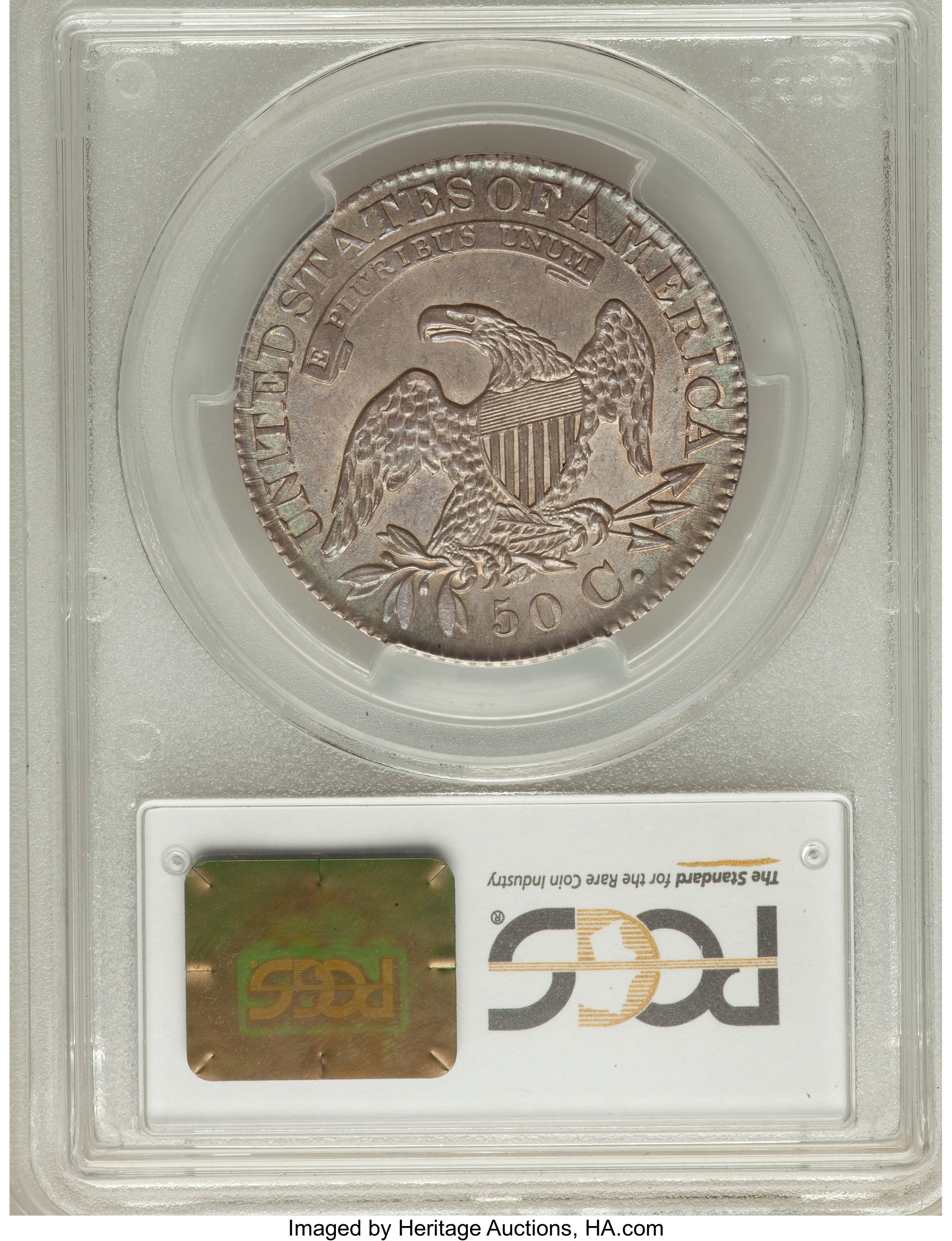 image for: 1827 50C Square Base 2, O-108a, R.4, MS63 PCGS. CAC....