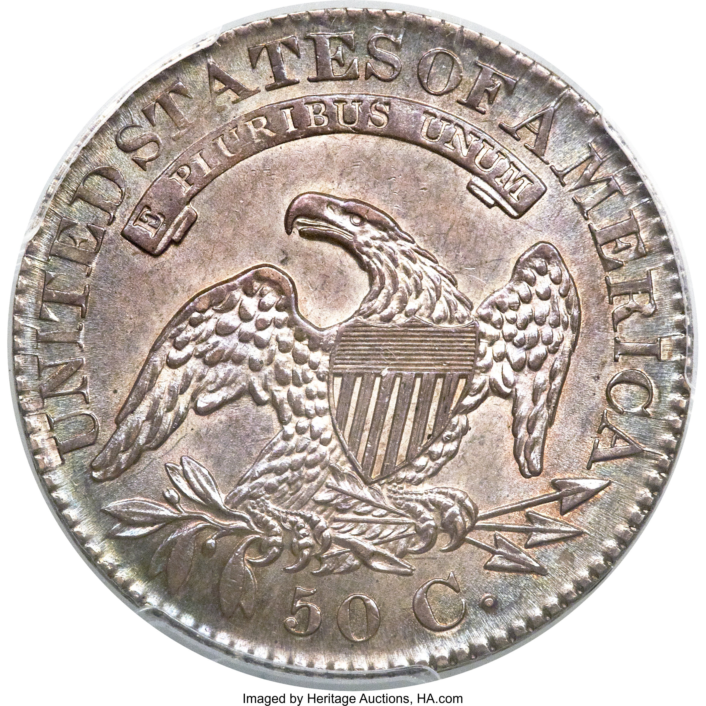 image for: 1827 50C Square Base 2, O-108a, R.4, MS63 PCGS. CAC....