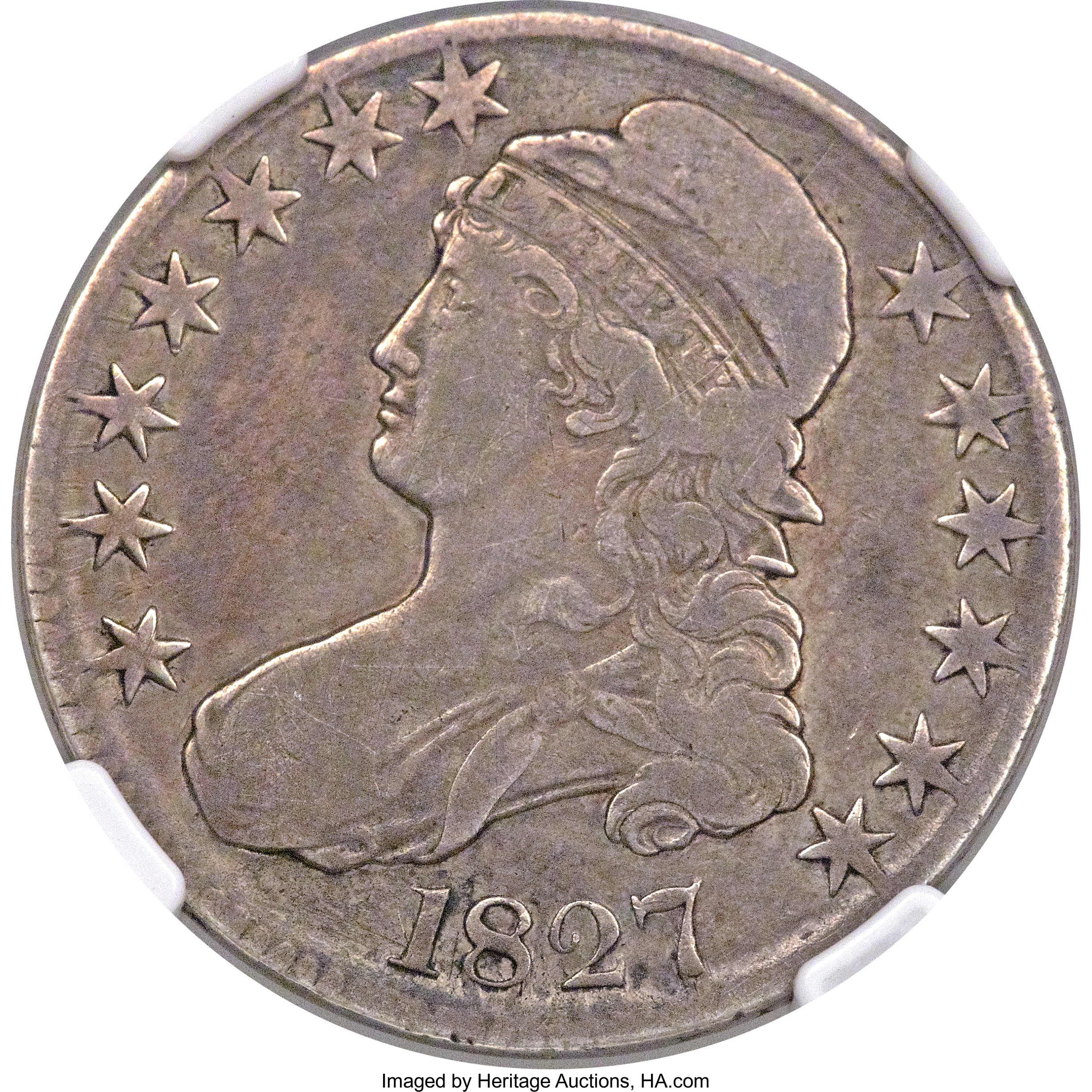 image for: 1827 50C Square Base 2, O-137, R.6, Fine 12 NGC....