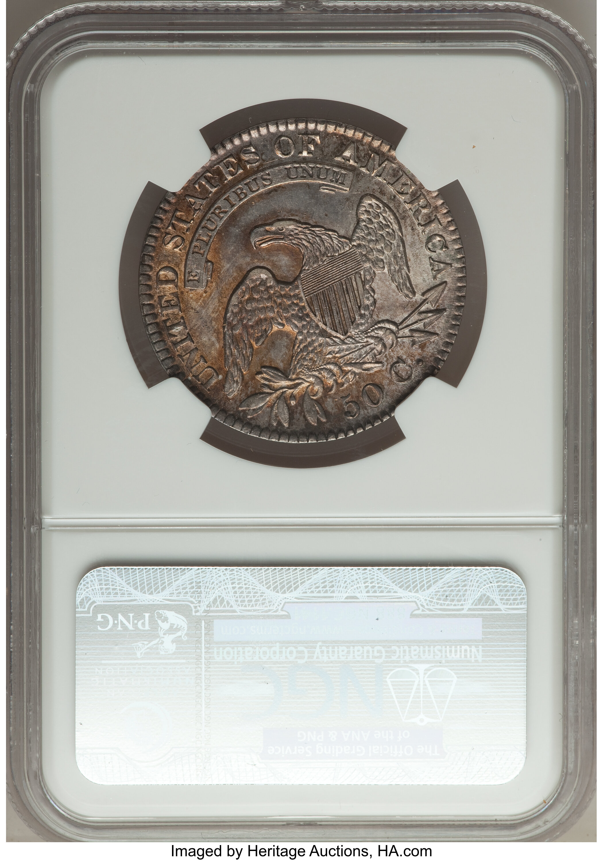image for: 1829 50C Small Letters, O-111, R.2, AU55 NGC. NGC Census: (0/0). PCGS Population (1/3). Mintage: 3,712,156. From The Sk...