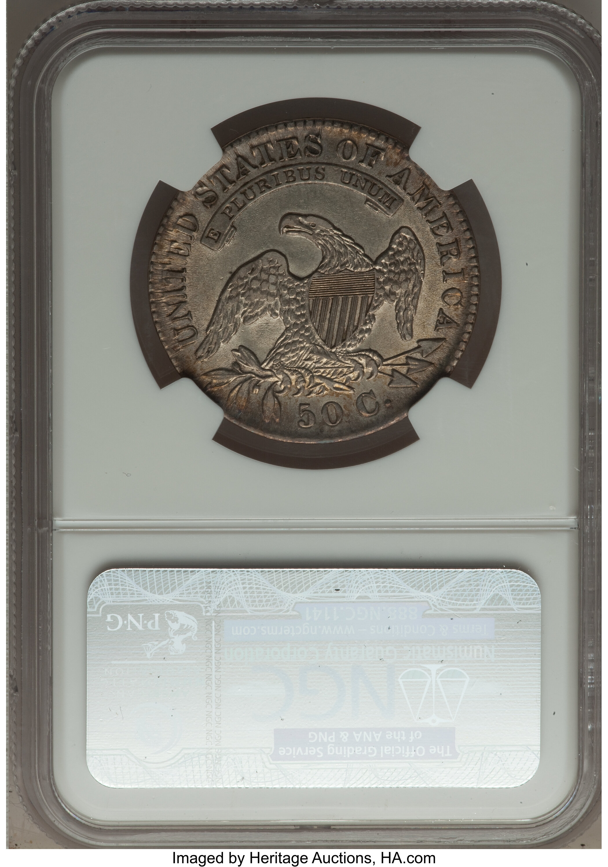 image for: 1830 50C Small 0, O-102, R.3, AU50 NGC. NGC Census: (2/10). PCGS Population (1/9). Mintage: 4,764,800. From The Skidawa...
