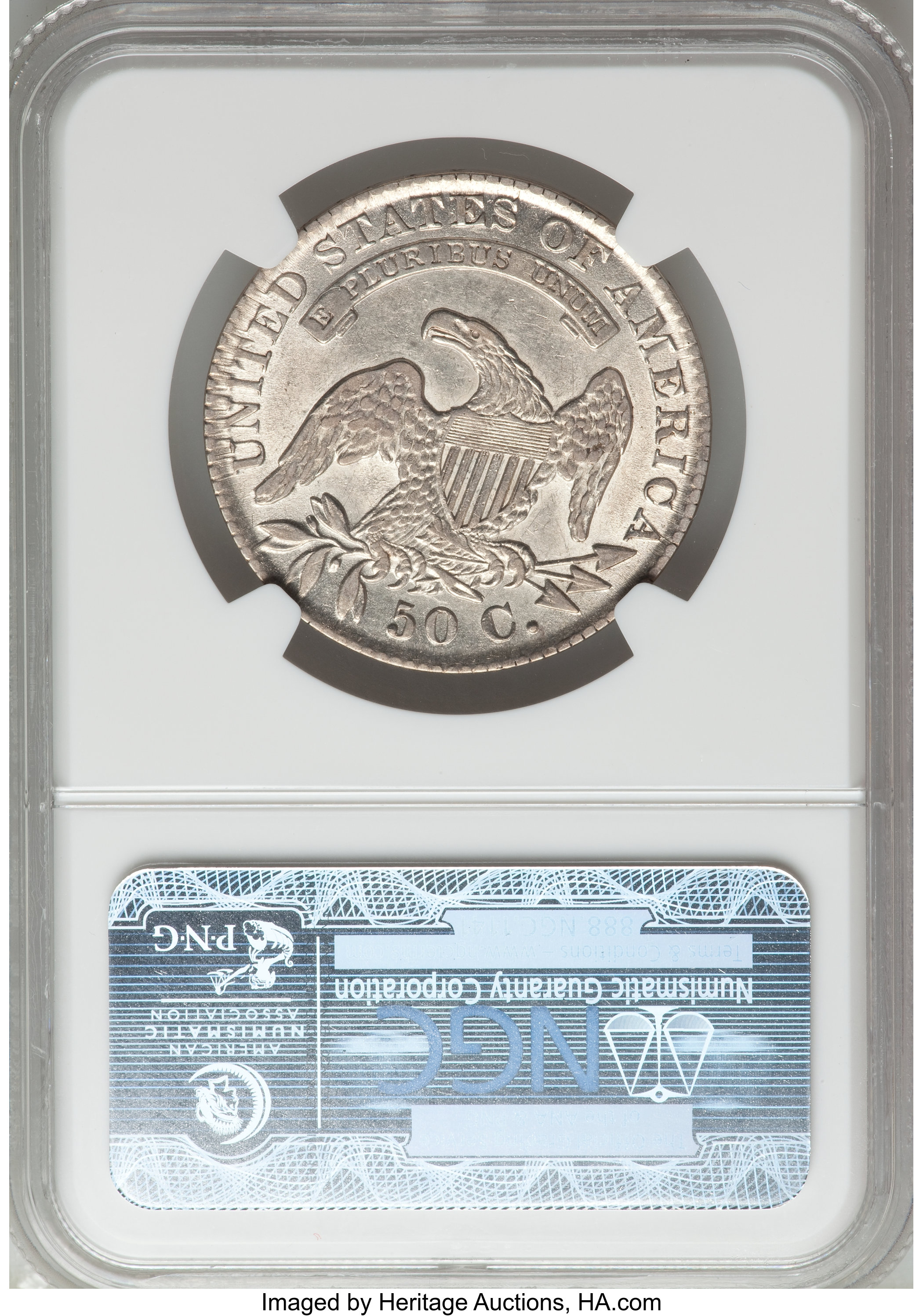 image for: 1830 50C Small 0, O-107a, R.2, AU55 NGC. NGC Census: (2/5). PCGS Population (0/3). Mintage: 4,764,800. From The Skidawa...