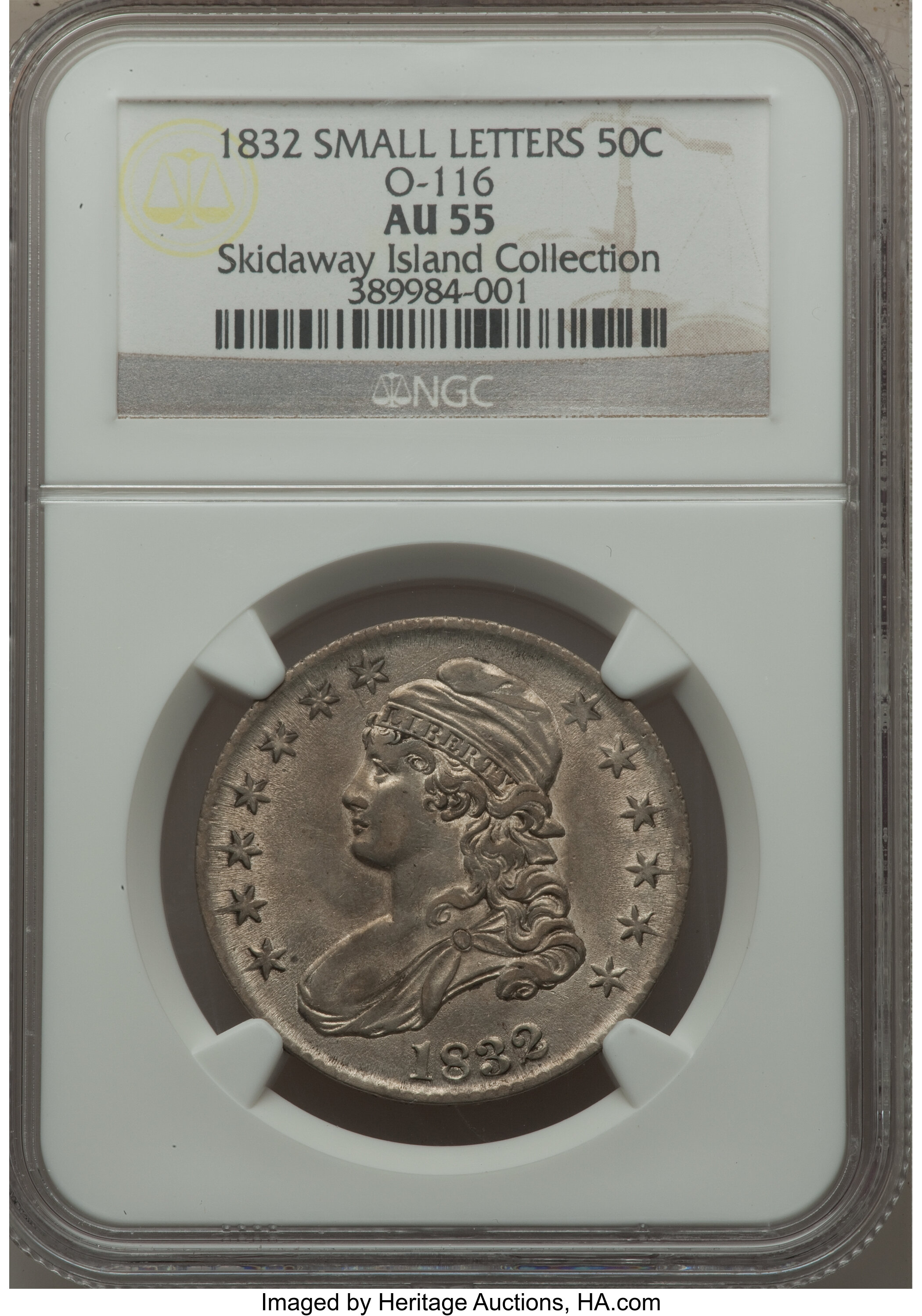 image for: 1832 50C Small Letters, O-116, R.3, AU55 NGC. NGC Census: (5/7). PCGS Population (0/5).  From The Skidaway Island Colle...