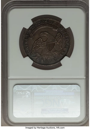 image for: 1834 50C Large Date, Large Letters, O-101, R.1, AU55 NGC. NGC Census: (9/18). PCGS Population (6/5). Mintage: 6,412,004. ...