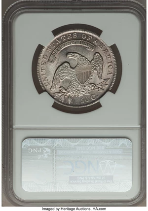 image for: 1834 50C Small Date, Small Letters, O-115, R.2, AU58 NGC. NGC Census: (0/0). PCGS Population (1/2). From The Skidaway ...