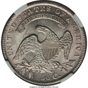 image for: 1834 50C Small Date, Small Letters, O-115, R.2, AU58 NGC. NGC Census: (0/0). PCGS Population (1/2). From The Skidaway ...