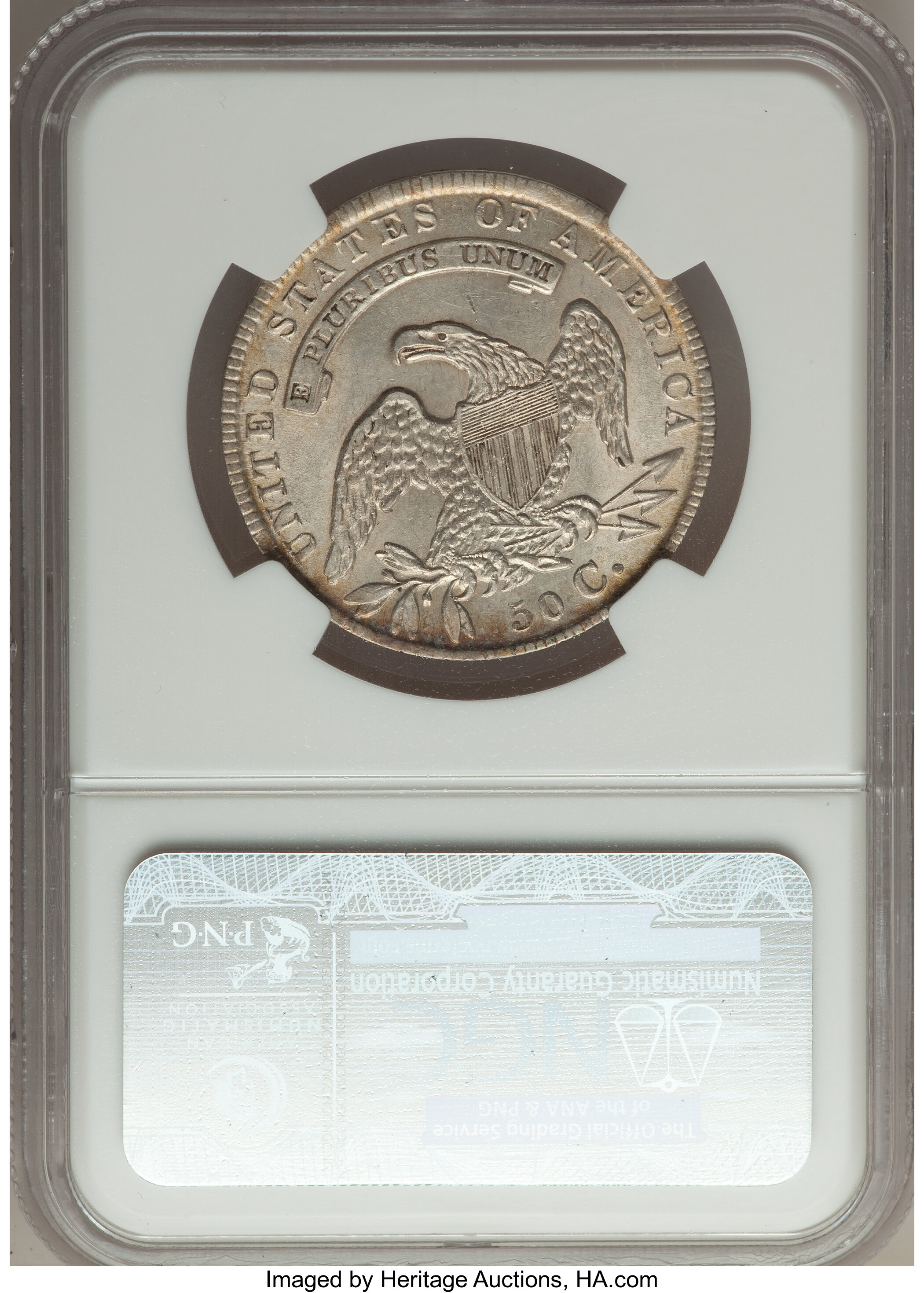 image for: 1834 50C Small Date, Small Letters, O-117, R.2, AU55 NGC. NGC Census: (0/0). PCGS Population (1/2).  From The Skidaway ...