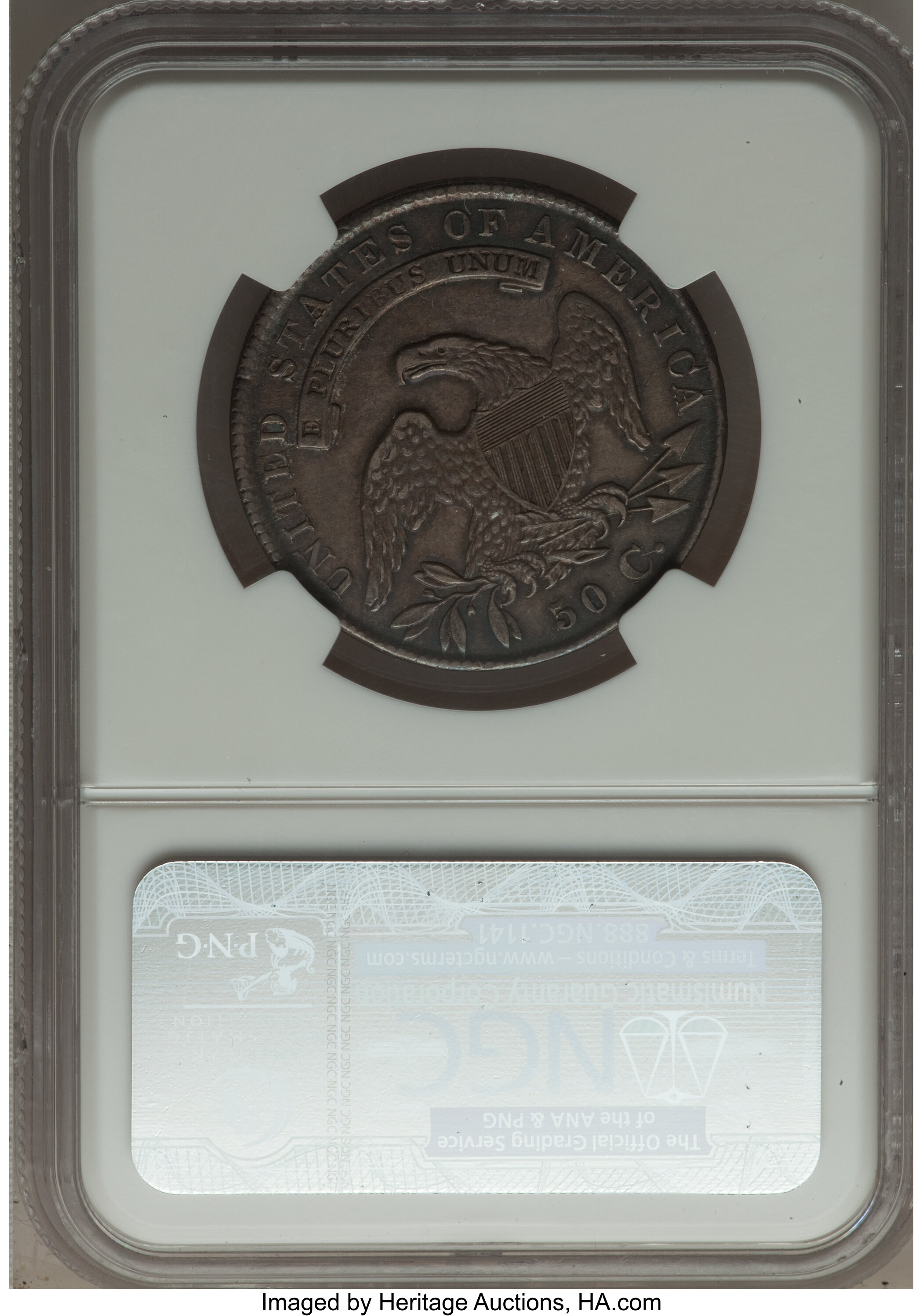 image for: 1834 50C Small Date, Small Letters, O-121, R.3, AU50 NGC. NGC Census: (0/0). PCGS Population (1/5).  From The Skidaway ...