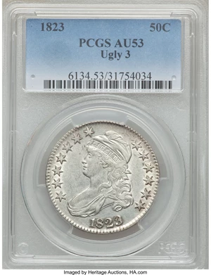 image for: 1823 50C Ugly 3, O-110a, R.3, AU53 PCGS....