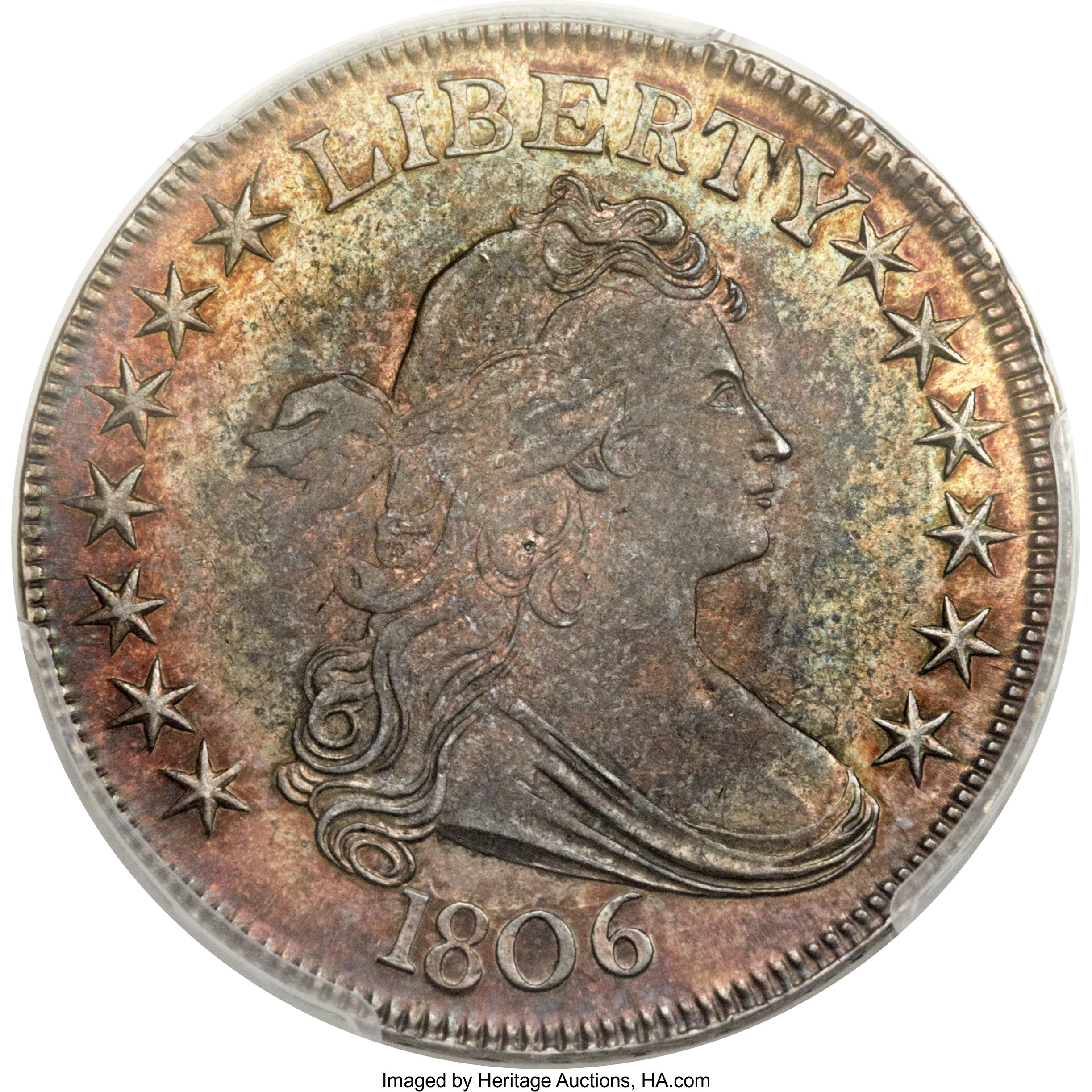 image for: 1806 50C Pointed 6, Stem, O-119, R.3, AU55 PCGS....