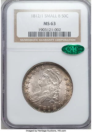 image for: 1812/1 50C Small 8, O-102, R.2, MS63 NGC. CAC....