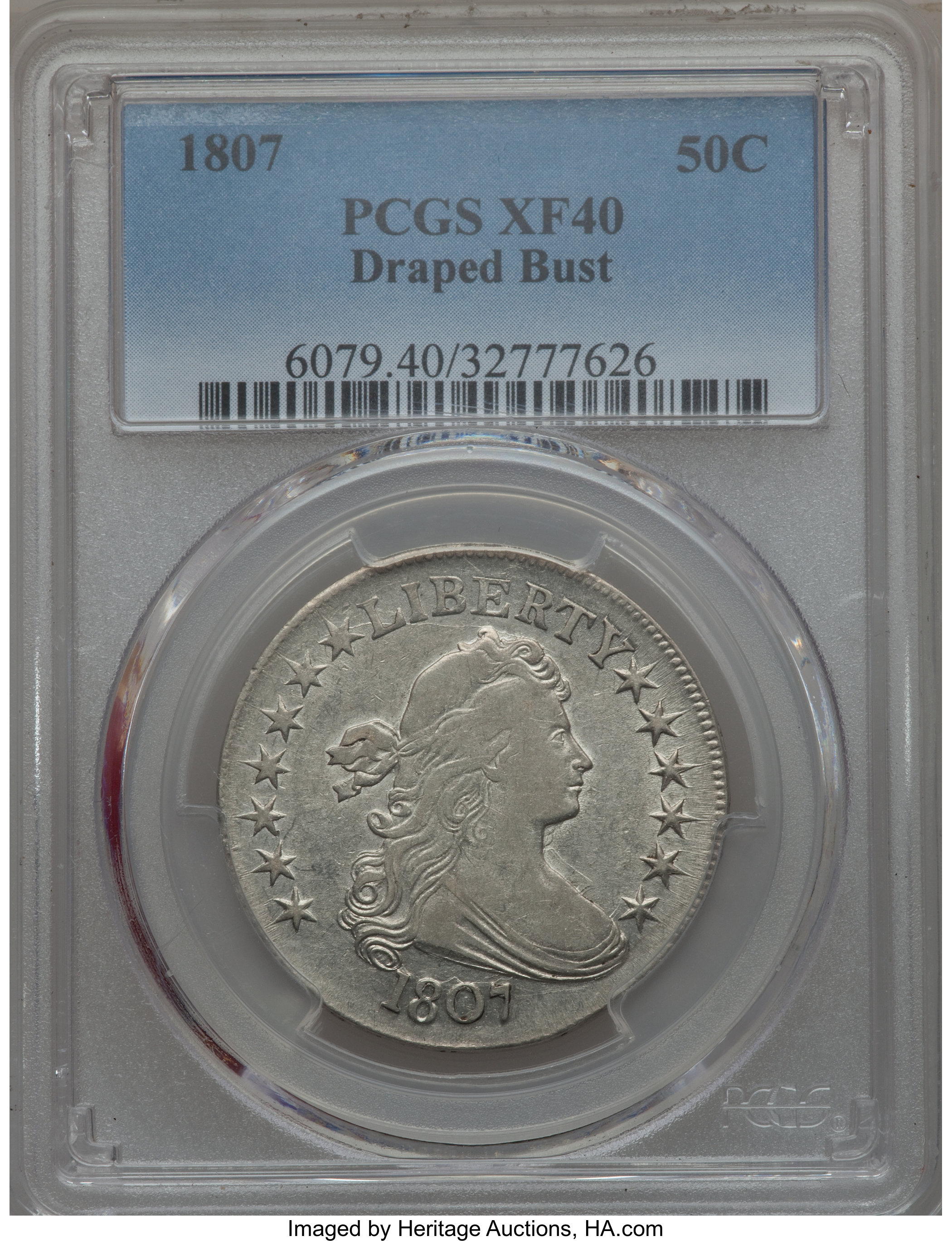 image for: 1807 50C Draped Bust, O-103, T-11, R.3, XF40 PCGS....