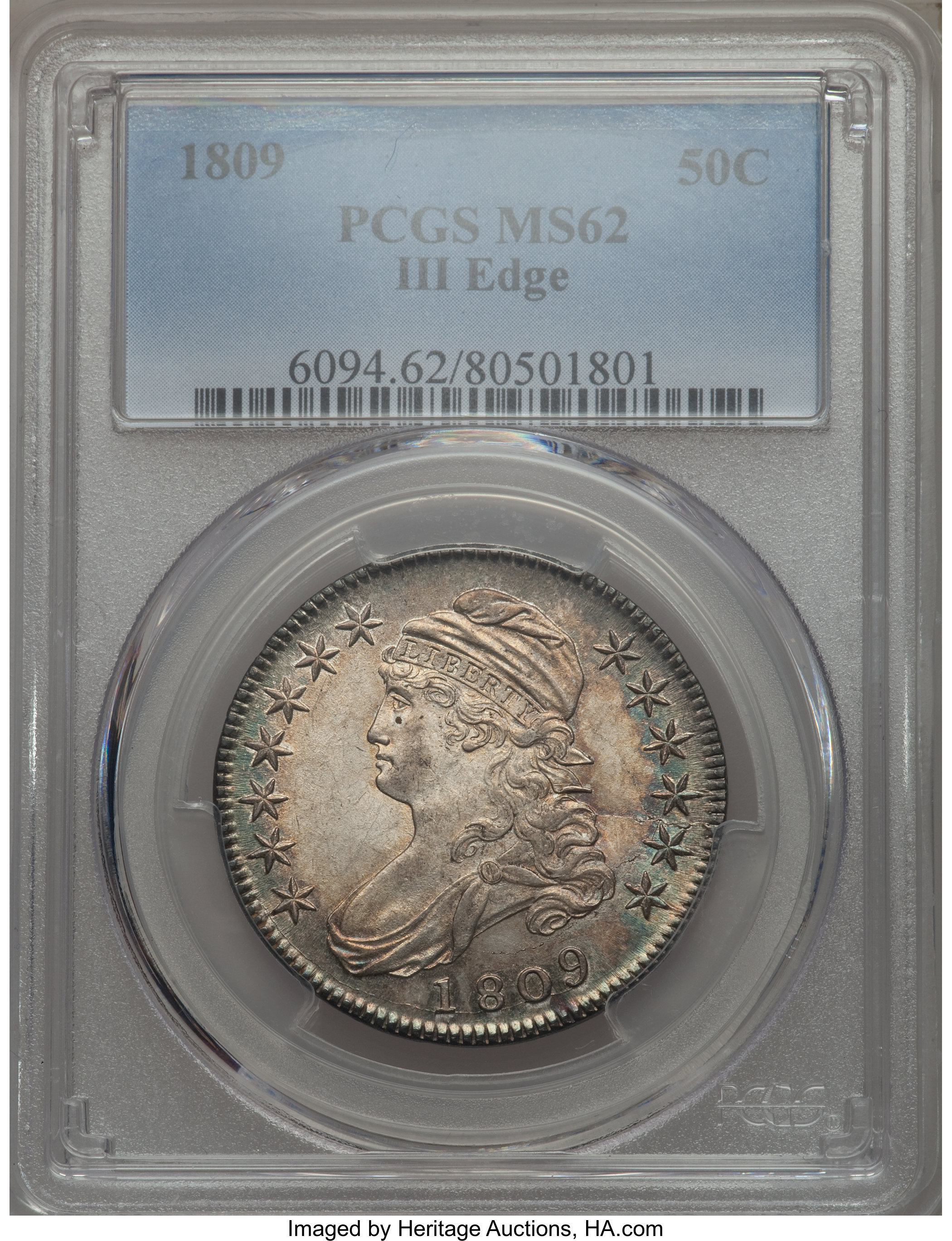 image for: 1809 50C III Edge, O-107a, R.4, MS62 PCGS....