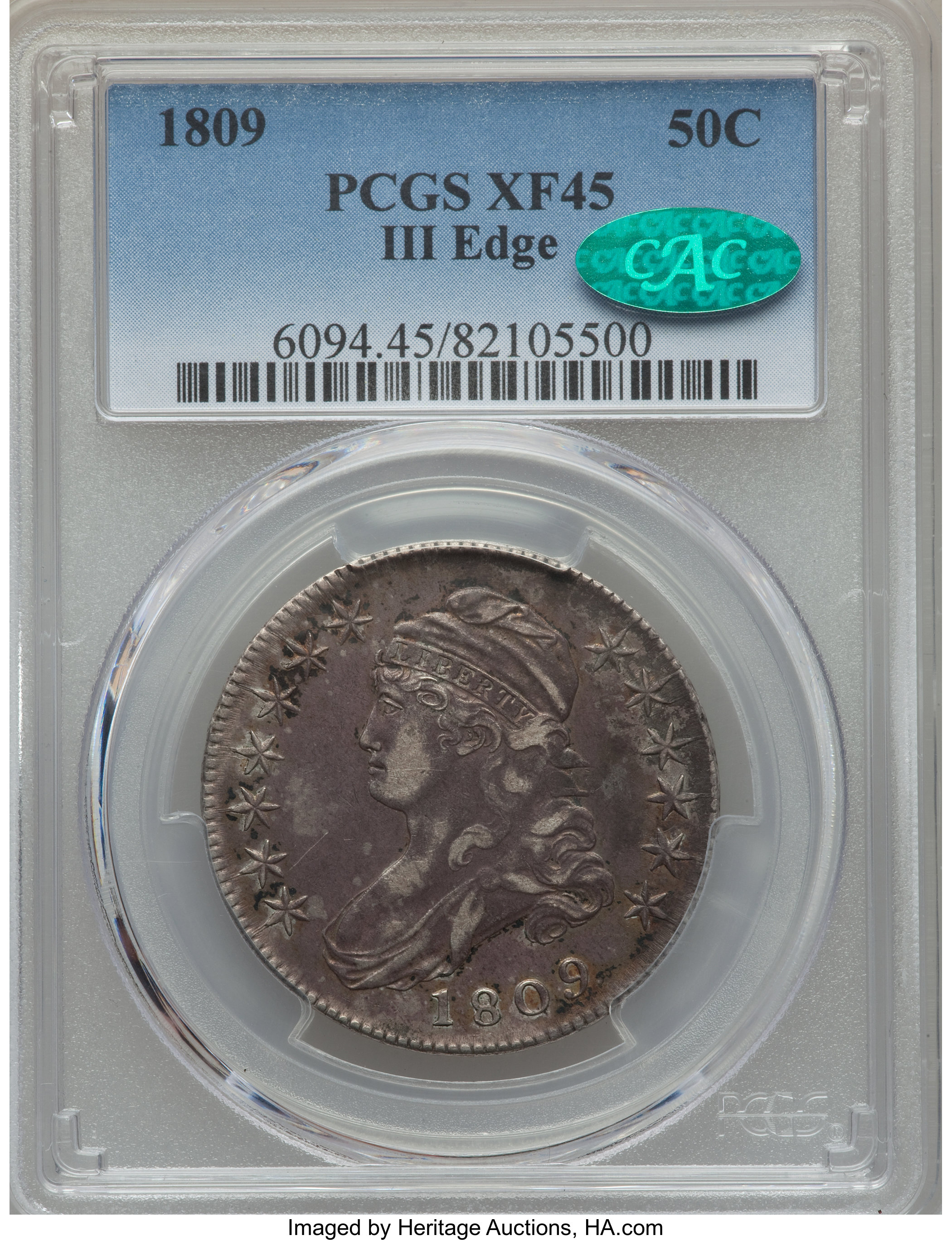 image for: 1809 50C III Edge, O-108, R.4, XF45 PCGS. CAC....