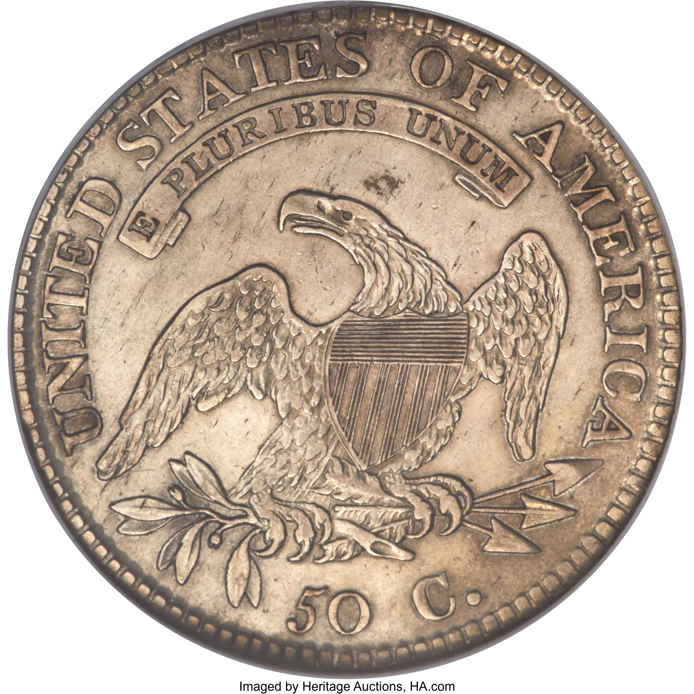 image for: 1812/1 50C Large 8, O-101a, R.5, AU53 NGC....