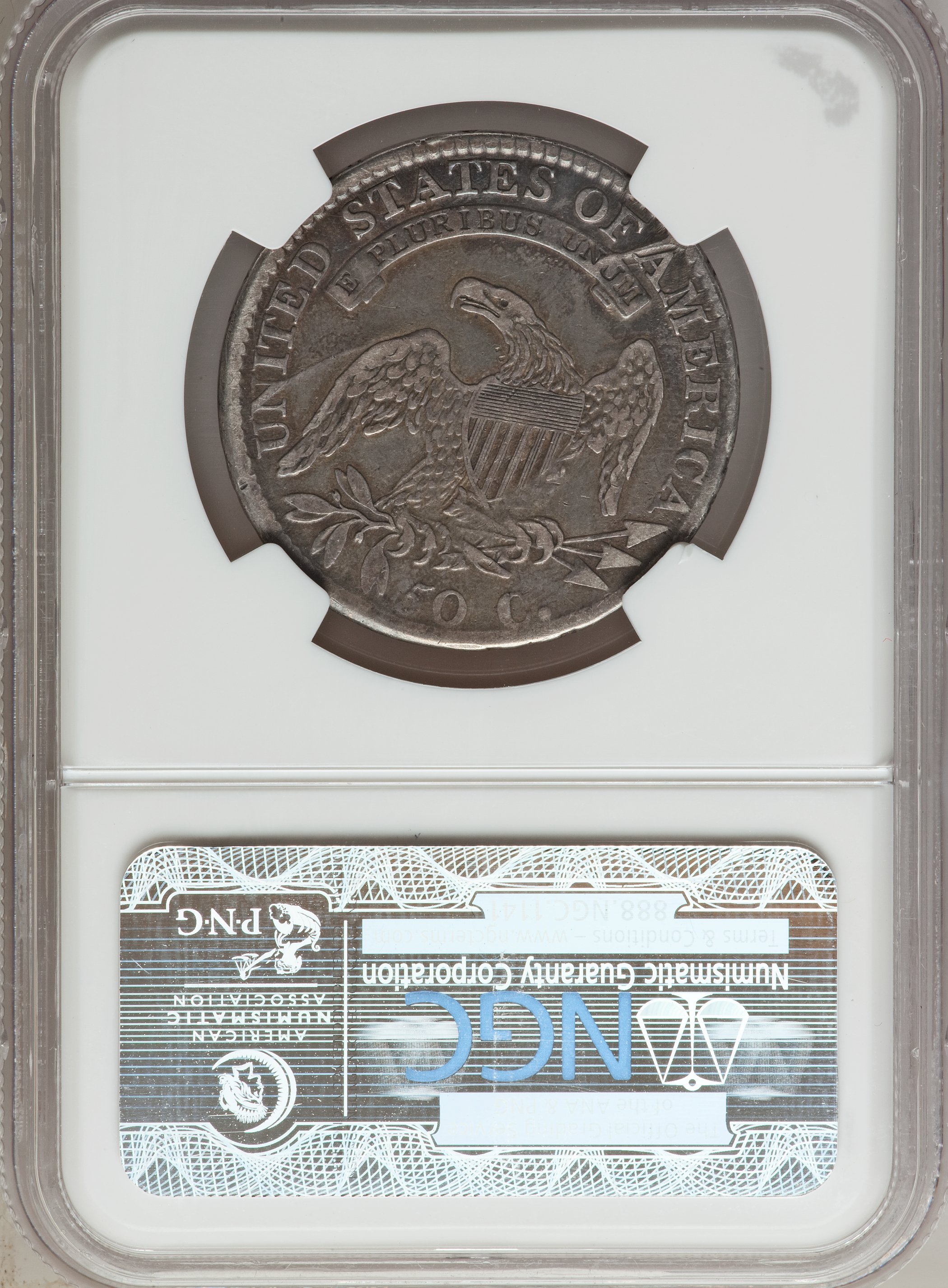 image for: 1812 50C Large 8 VF20 NGC. O-106, R.3. NGC Census: (2/14). PCGS Population (0/8). Mintage: 1,628,059....
