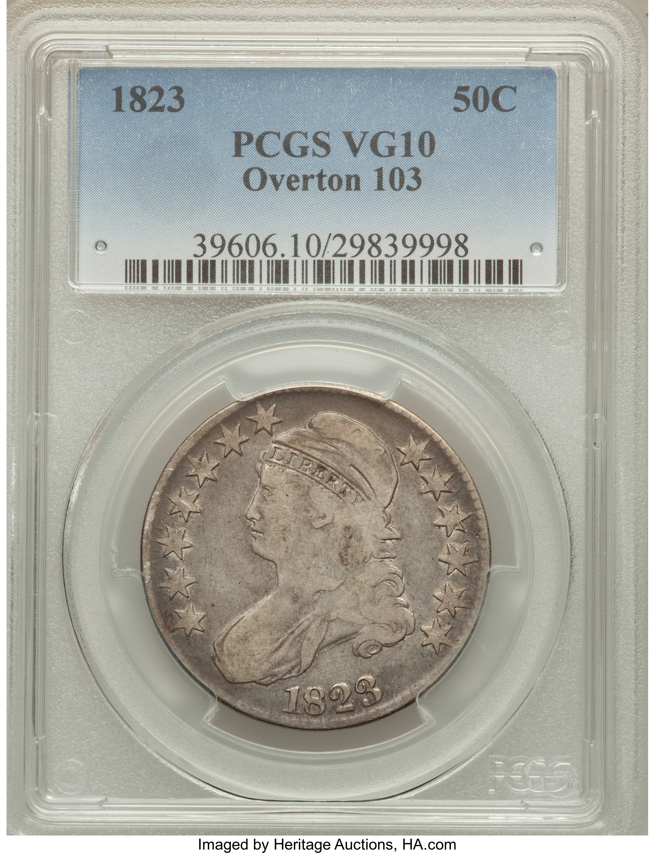 image for: 1823 50C O-103, R.2, VG10 PCGS. PCGS Population (1/14). NGC Census: (0/30).  ...