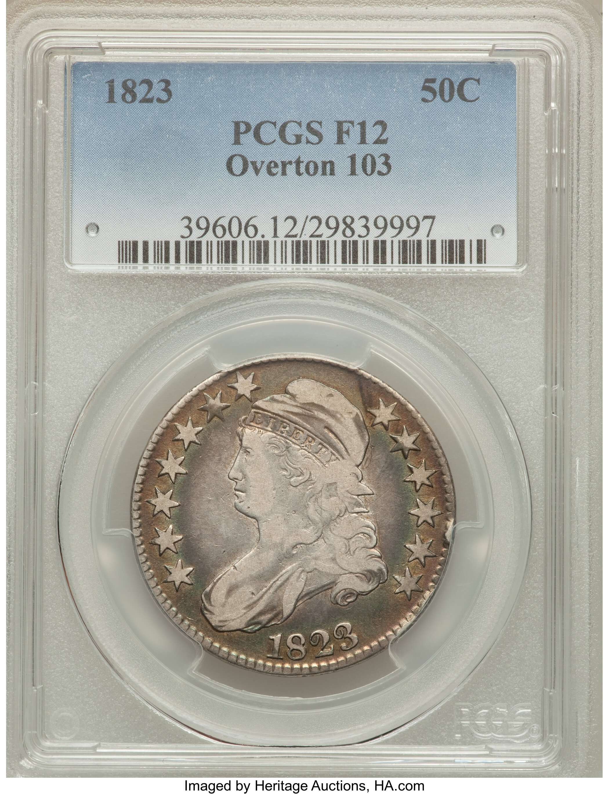 image for: 1823 50C O-103, R.2, Fine 12 PCGS. PCGS Population (2/12). NGC Census: (1/29).  ...