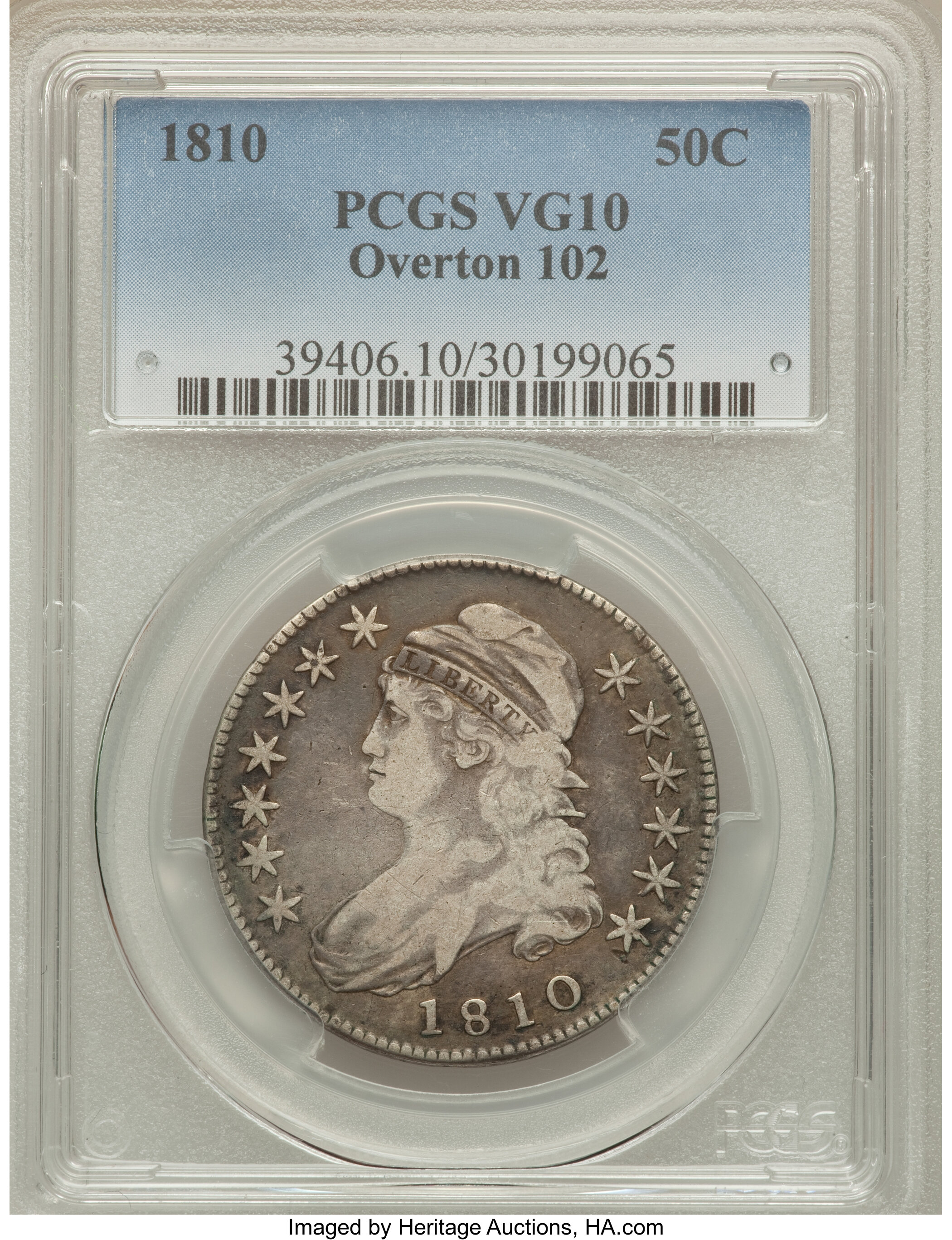 image for: 1810 50C O-102, R.1, VG10 PCGS. PCGS Population (1/12). NGC Census: (0/13). Mintage: 1,276,276. ...