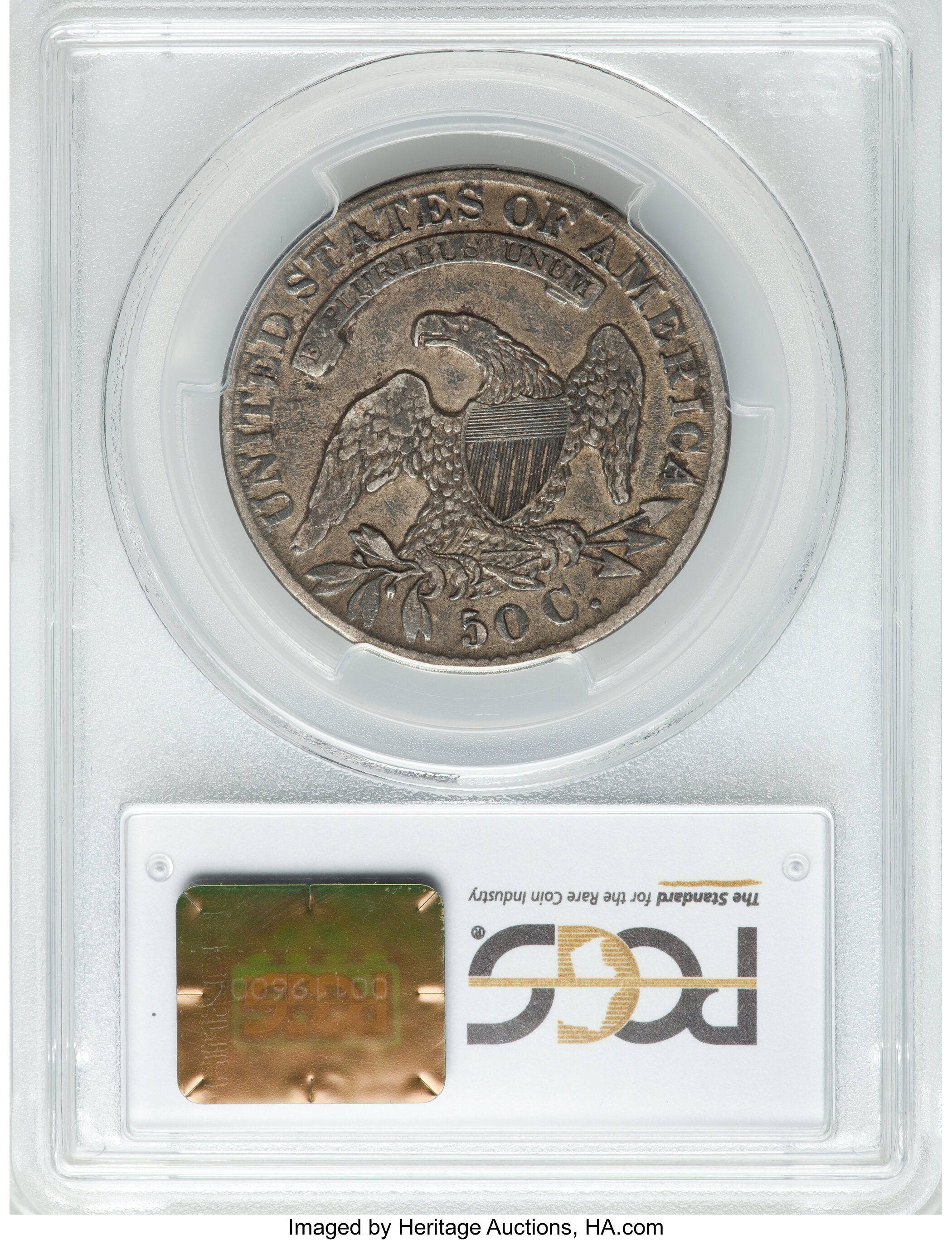 image for: 1831 50C O-107, R.3, XF40 PCGS. PCGS Population (4/5). NGC Census: (1/13). Mintage: 5,873,660. ...