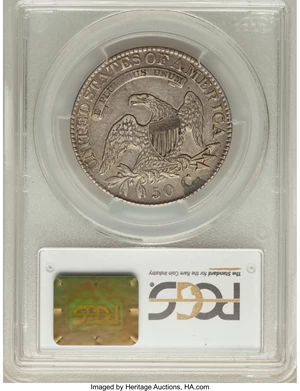 image for: 1827 50C Square Base 2, O-106, R.2, XF45 PCGS. PCGS Population (3/6). NGC Census: (5/33). ...