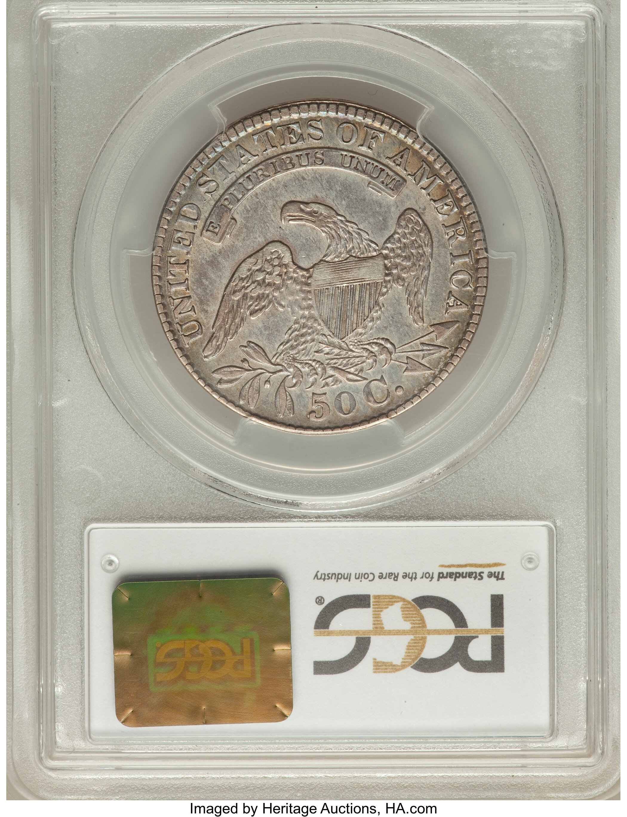 image for: 1829 50C Small Letters, O-107, R.3, XF40 PCGS. PCGS Population (1/4). NGC Census: (0/0). Mintage: 3,712,156. ...