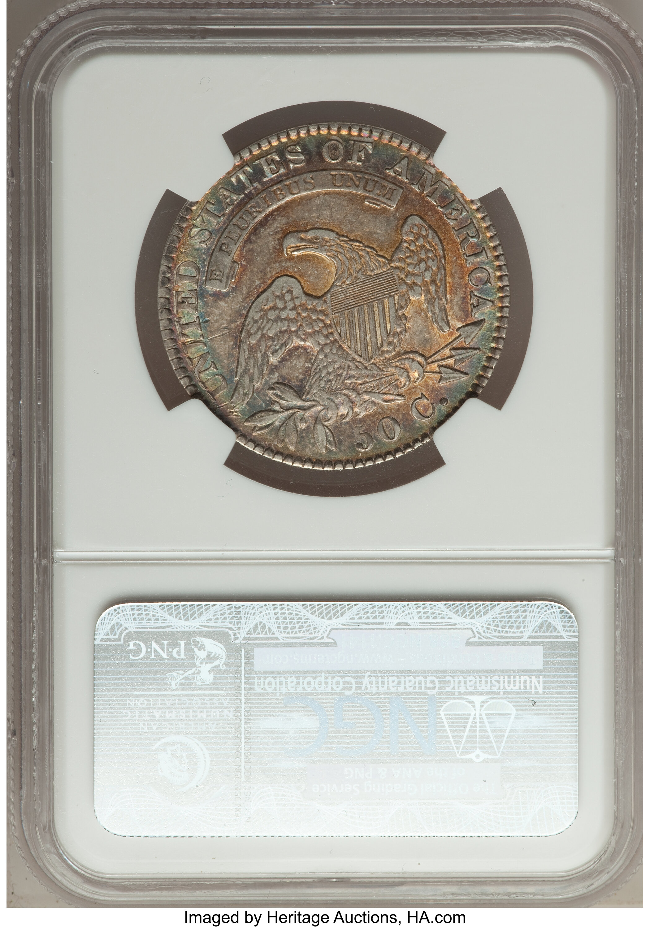 image for: 1828 50C Square Base 2, Small 8s, Small Letters, O-119, R.3, AU50 NGC. NGC Census: (6/12). PCGS Population (0/8).  ...