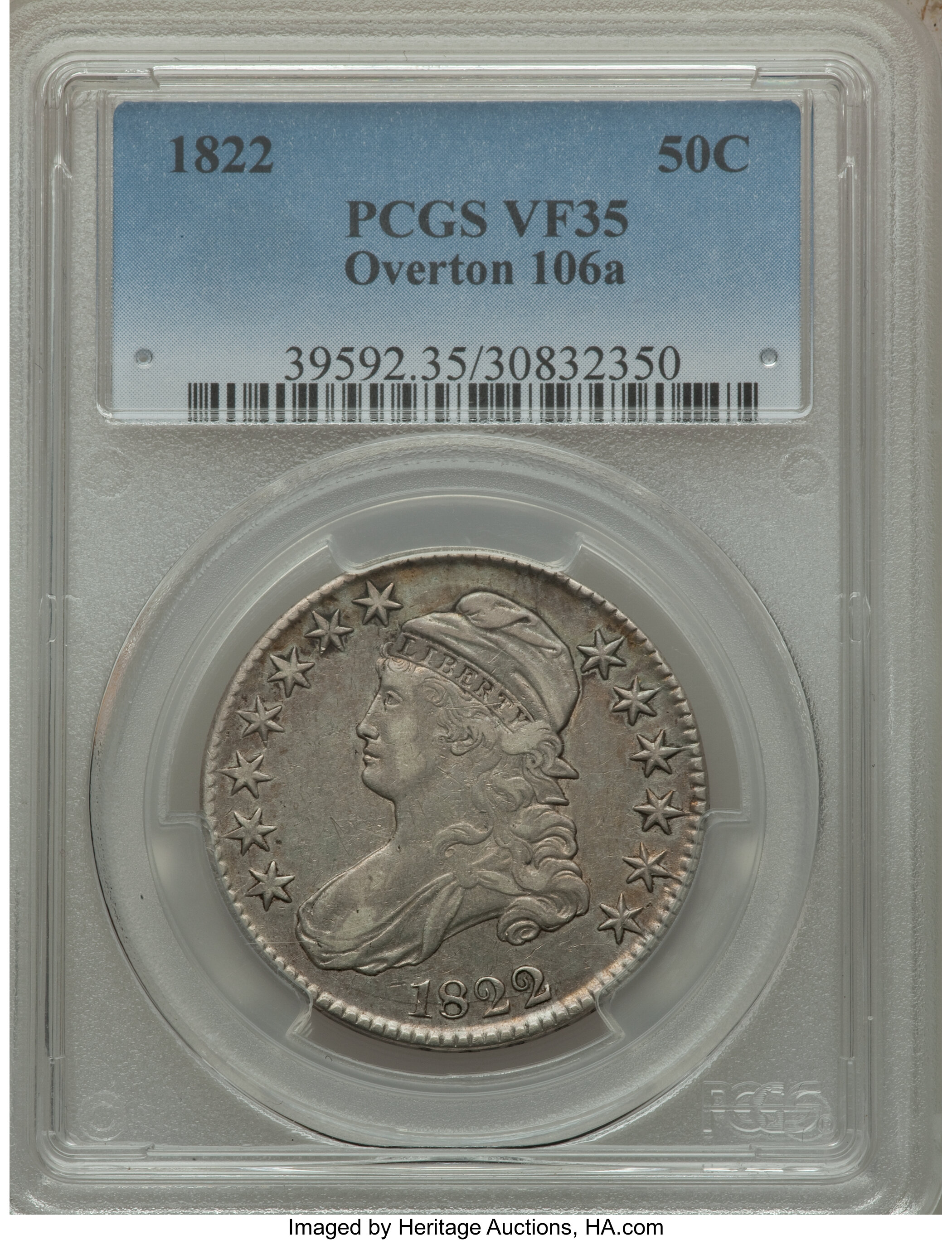 image for: 1822 50C O-106a VF35 PCGS. PCGS Population (1/6). NGC Census: (0/6). Mintage: 1,559,573. ...