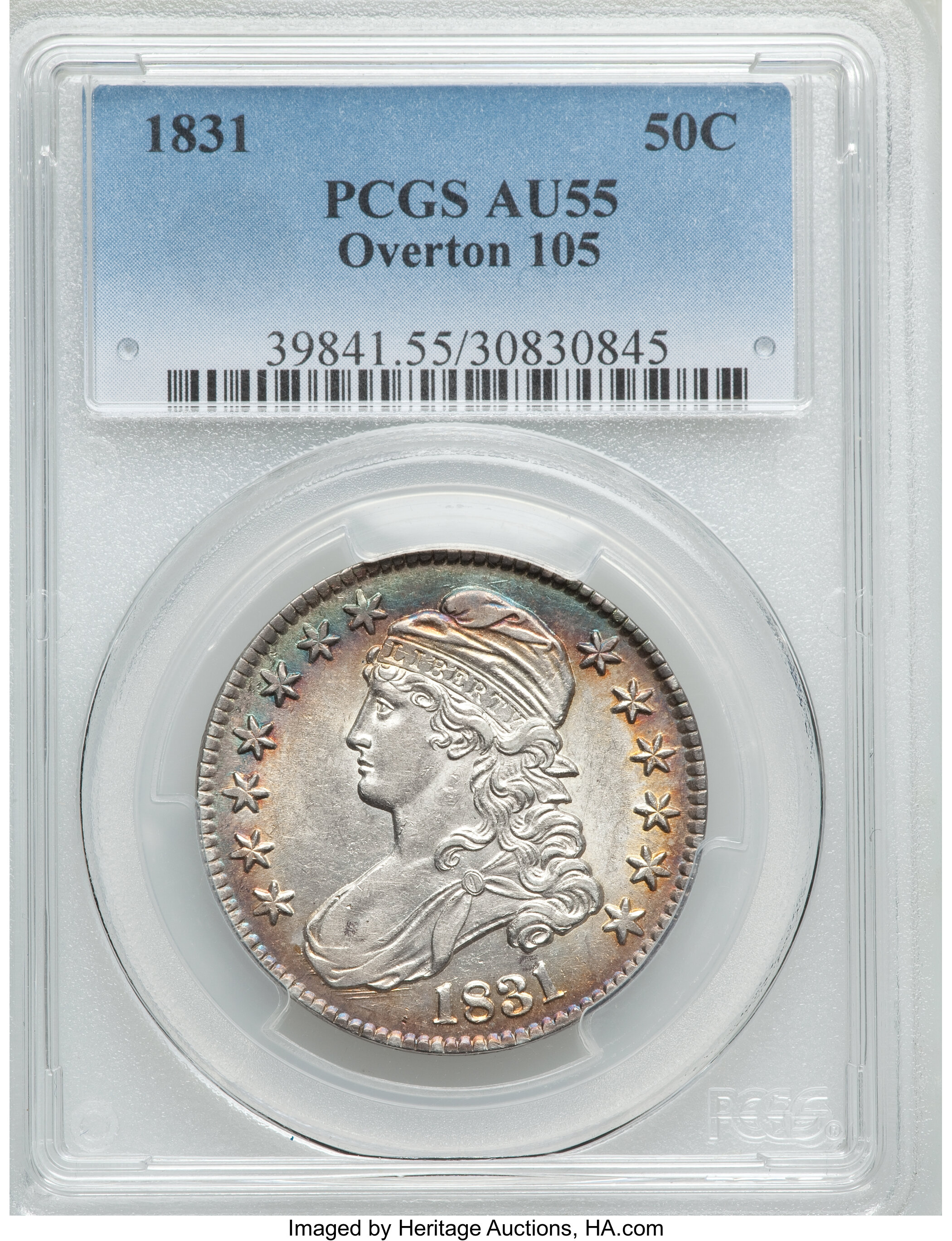 image for: 1831 50C O-105, R.3, AU55 PCGS. PCGS Population (3/3). NGC Census: (4/6).  ...